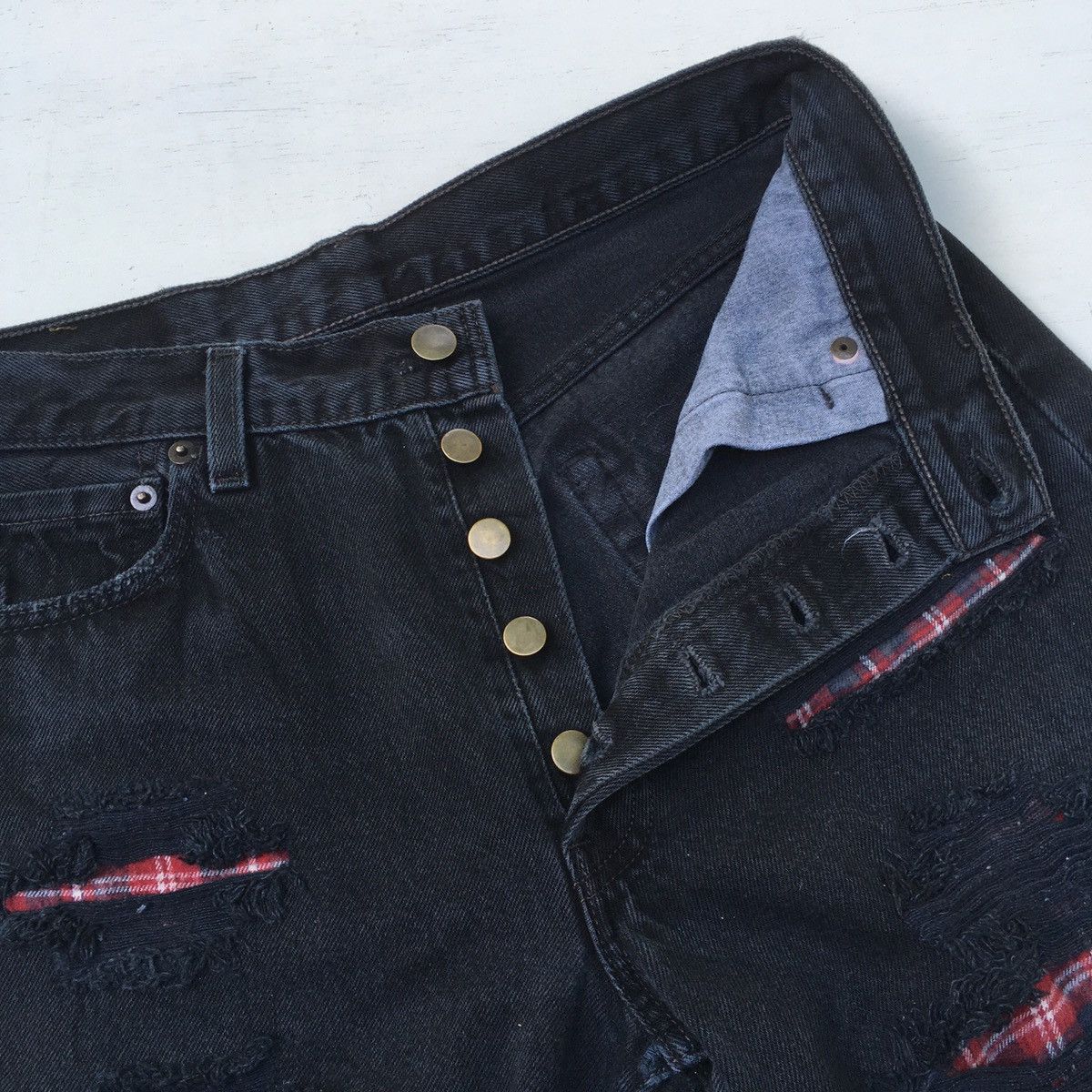 Japanese Brand × Seditionaries DISTRESSED JEANS PUNK STYLE FADED BLACK DENIM Size US 29 - 11 Thumbnail