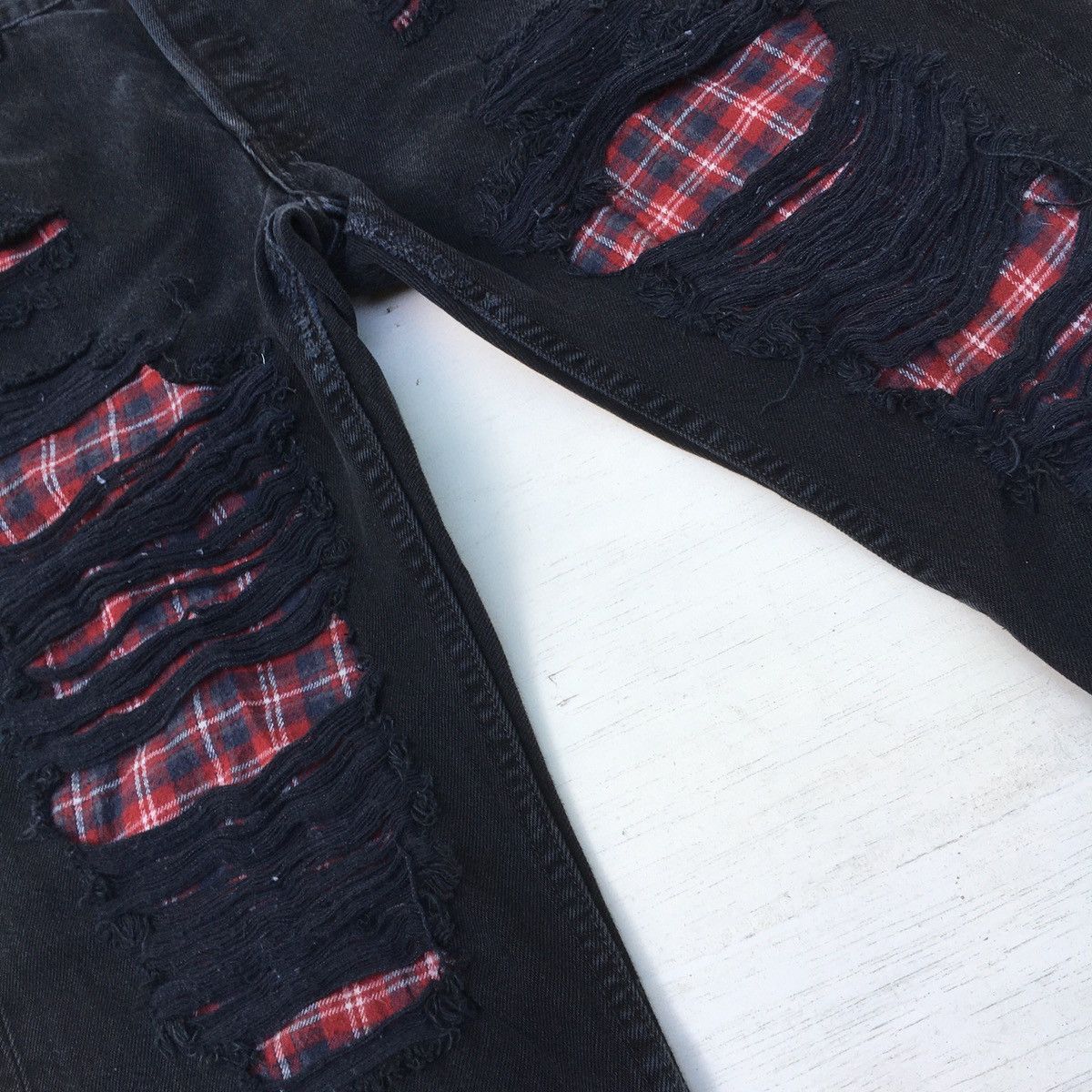 Japanese Brand × Seditionaries DISTRESSED JEANS PUNK STYLE FADED BLACK DENIM Size US 29 - 13 Thumbnail