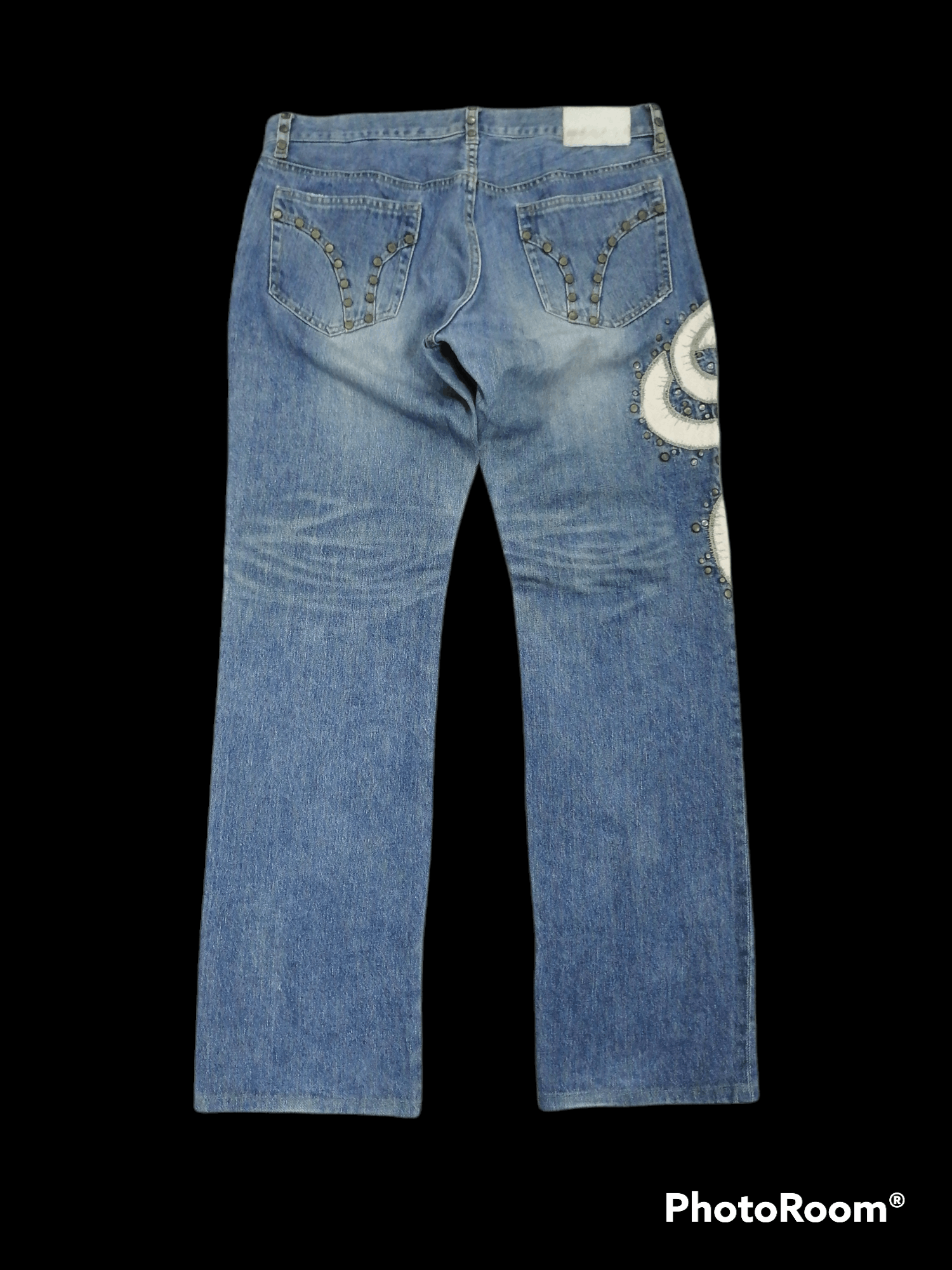 Hysteric Glamour Made In Japan Prigs Snake Embroided Studded Denim Pants Size US 32 / EU 48 - 6 Thumbnail
