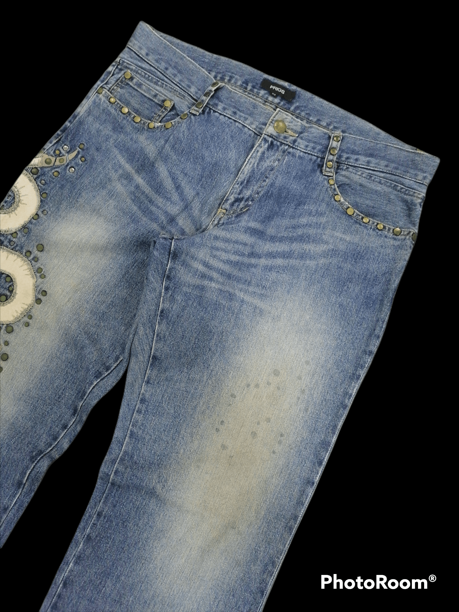 Hysteric Glamour Made In Japan Prigs Snake Embroided Studded Denim Pants Size US 32 / EU 48 - 4 Thumbnail