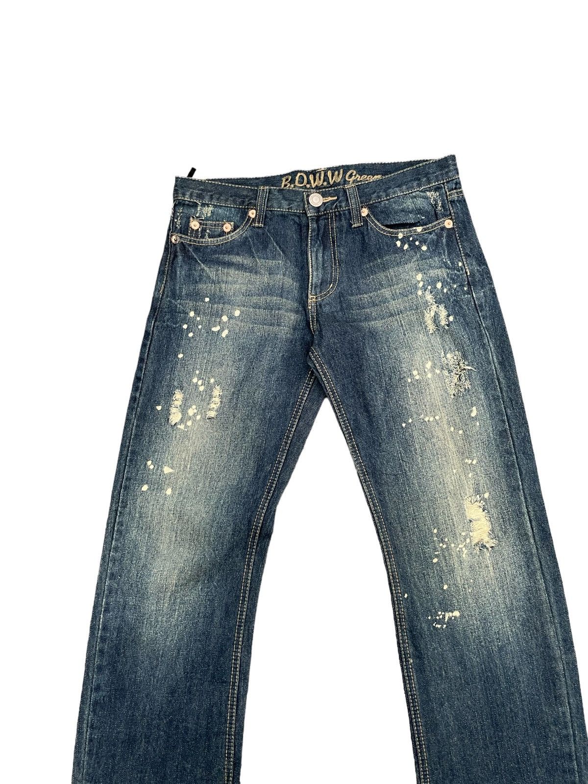 Japanese Brand Japanese BOWW Green Bleach Distresed Denim Size US 32 / EU 48 - 4 Thumbnail