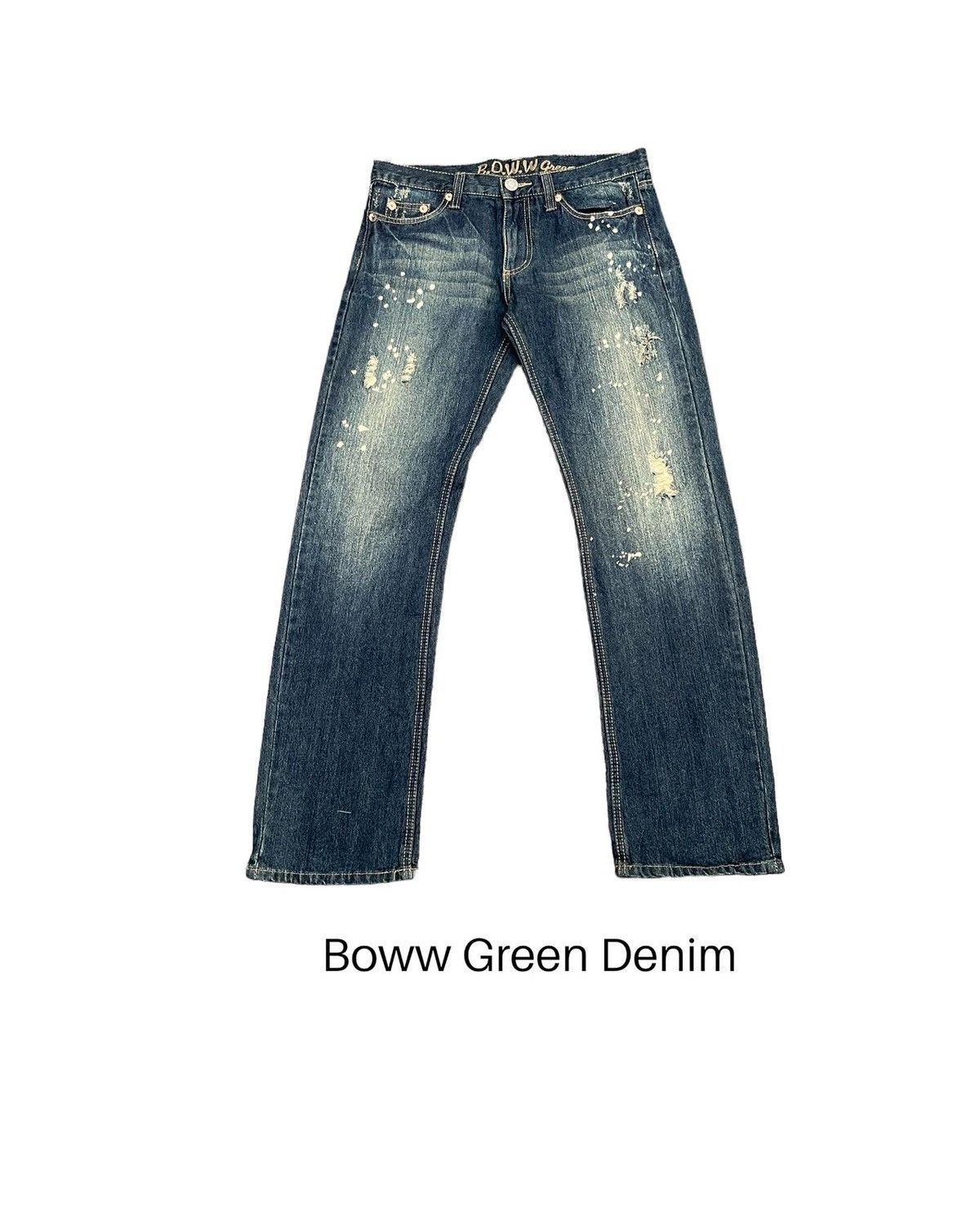 Japanese Brand Japanese BOWW Green Bleach Distresed Denim Size US 32 / EU 48 - 1 Thumbnail