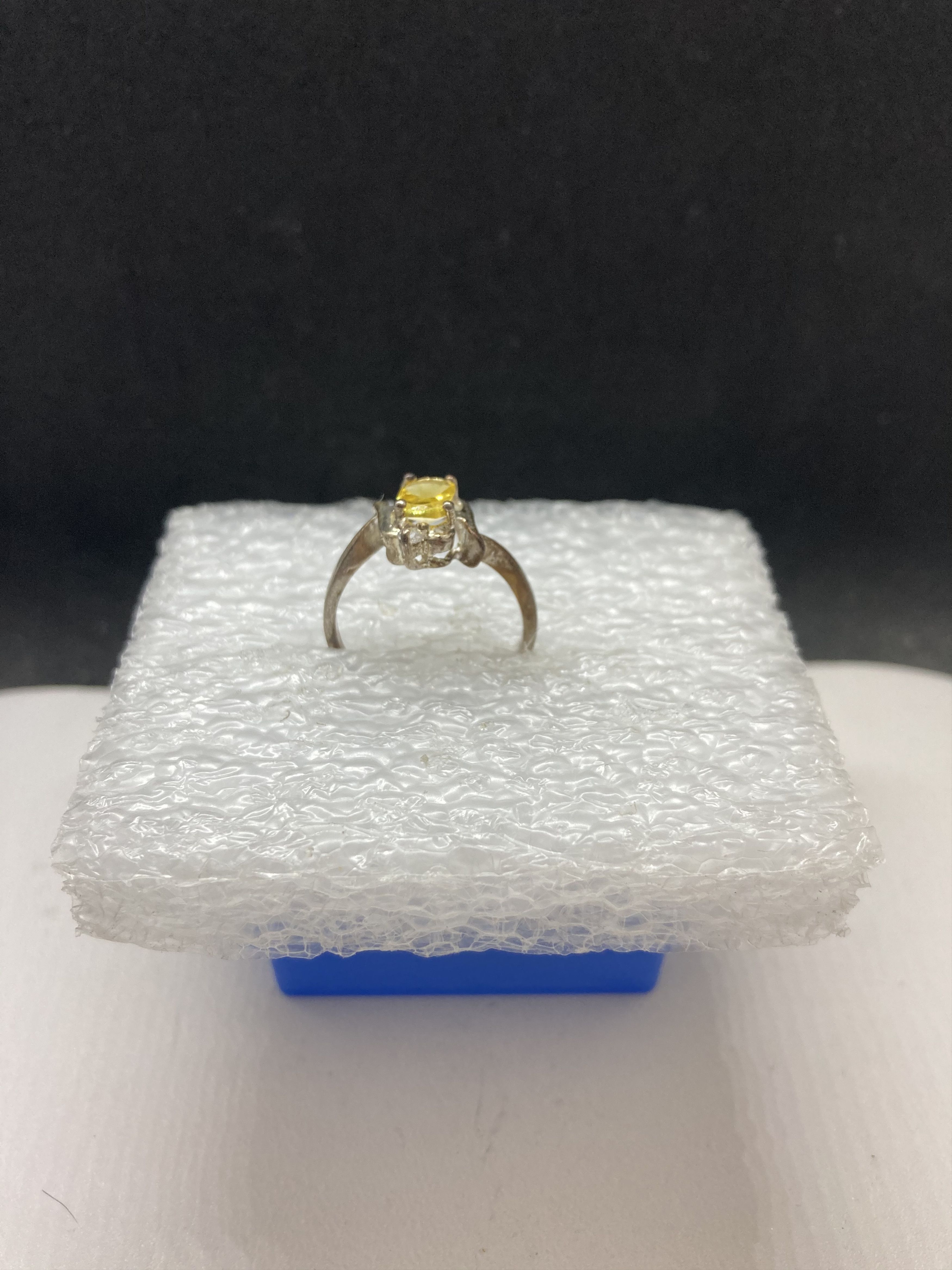 Jewelry Yellow and Clear CZ Tibetan Silver Ring - Size 7 Size ONE SIZE - 2 Thumbnail