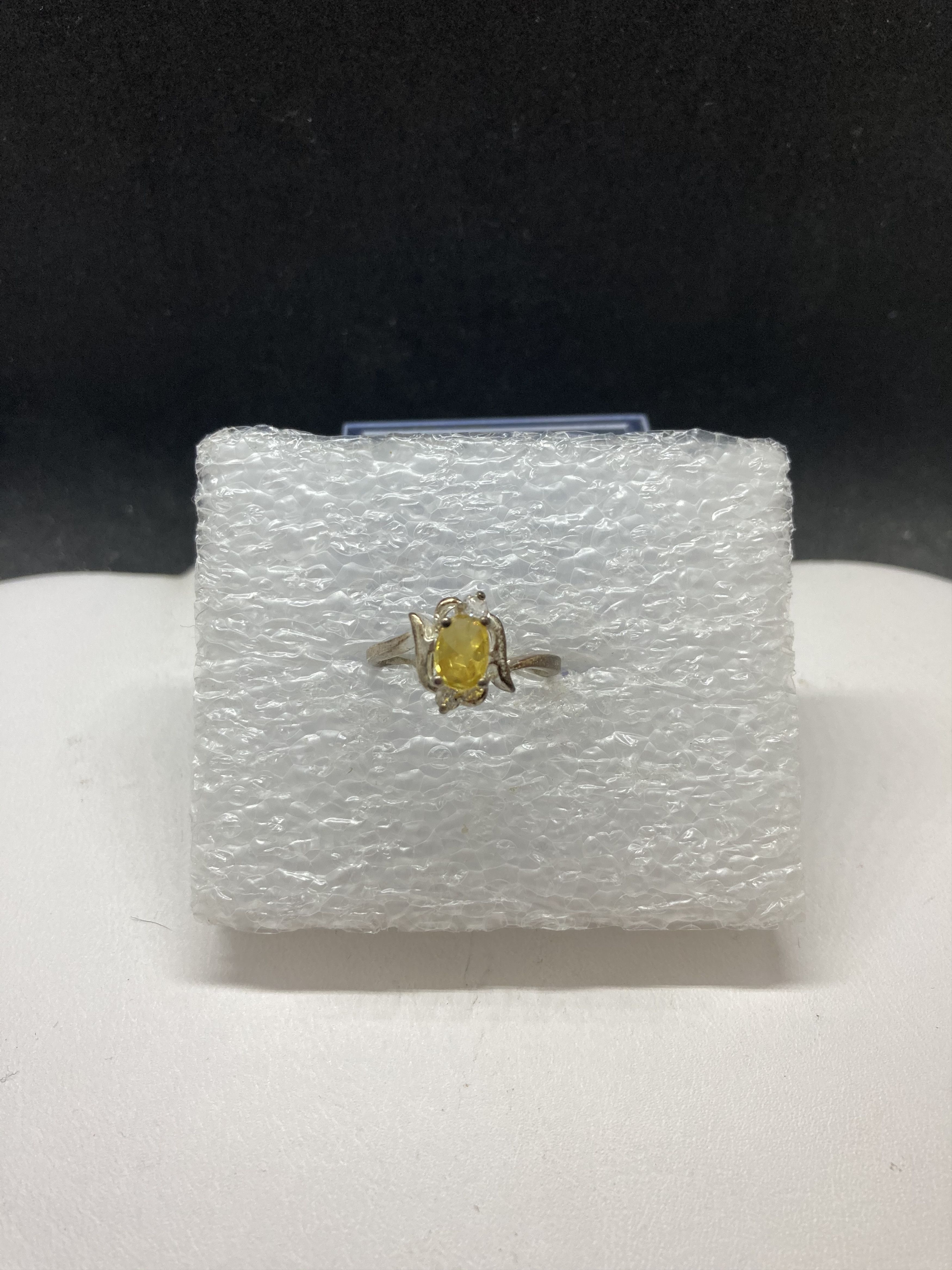 Jewelry Yellow and Clear CZ Tibetan Silver Ring - Size 7 Size ONE SIZE - 1 Thumbnail