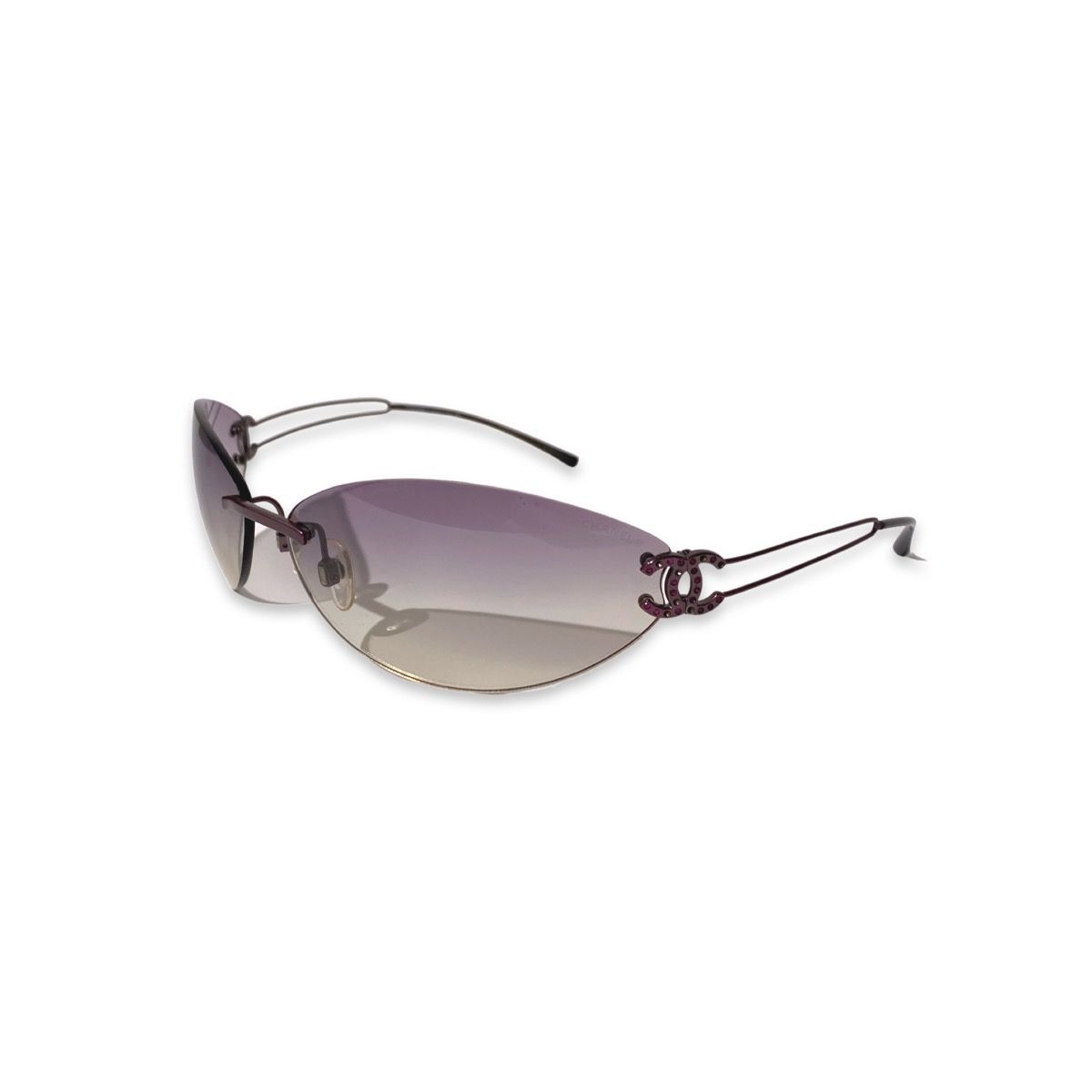 Vintage Chanel 4049B Purple Gradient Rhinestone Rimless Sunglasses