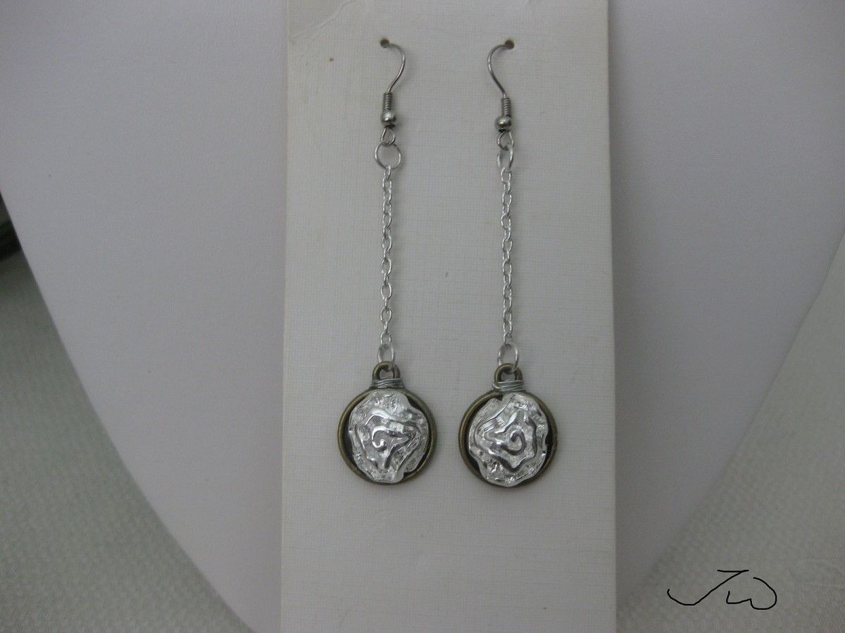 Handmade Silver Flower Drop Stainless Steel Dangle Earrings Size ONE SIZE - 1 Thumbnail