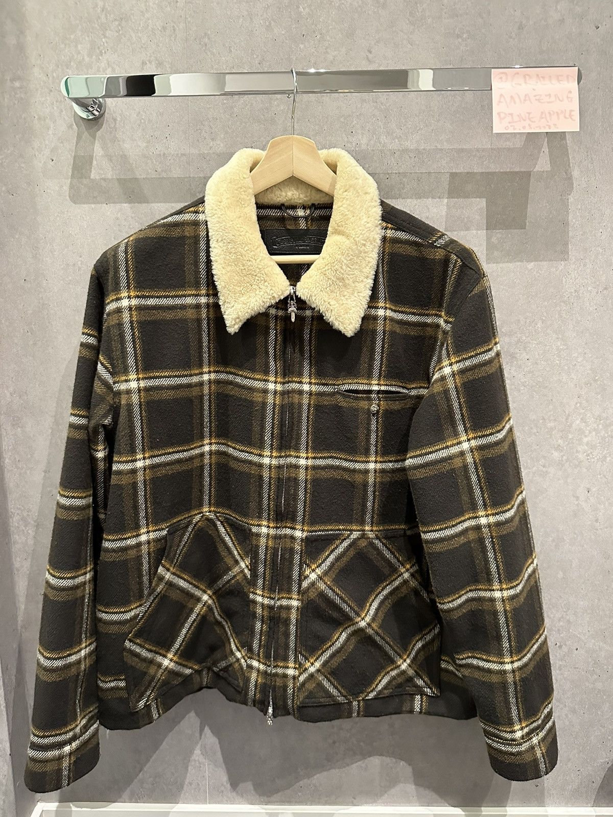 image of Chrome Hearts Shearling Jacket in Black, Men's (Size Large)