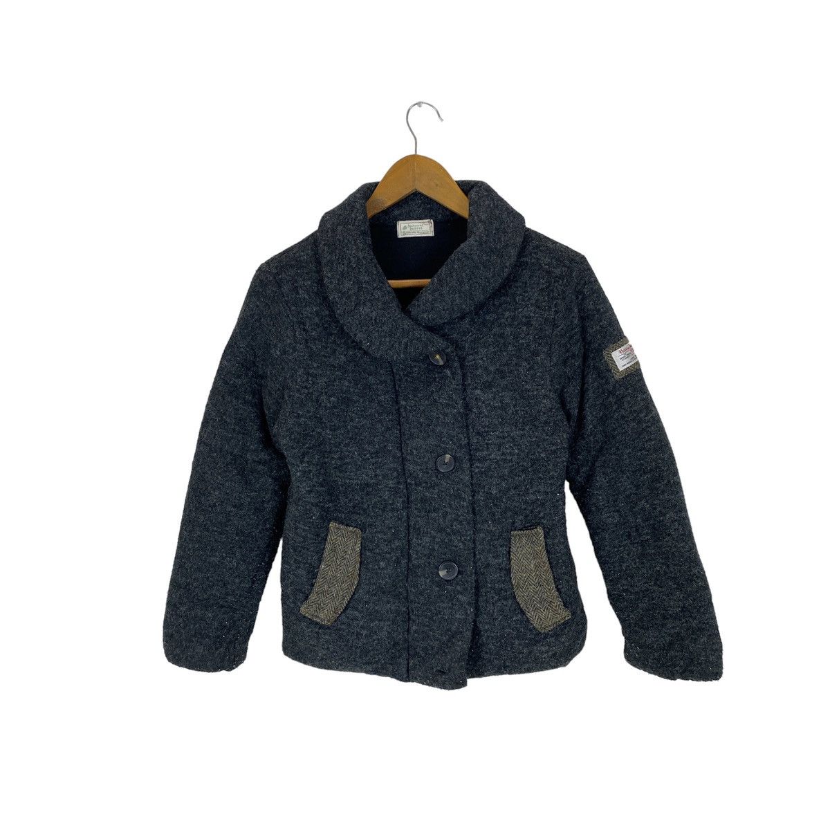 image of Harris Tweed Natural Palette Wool Down Jacket in Black, Women's (Size Medium)