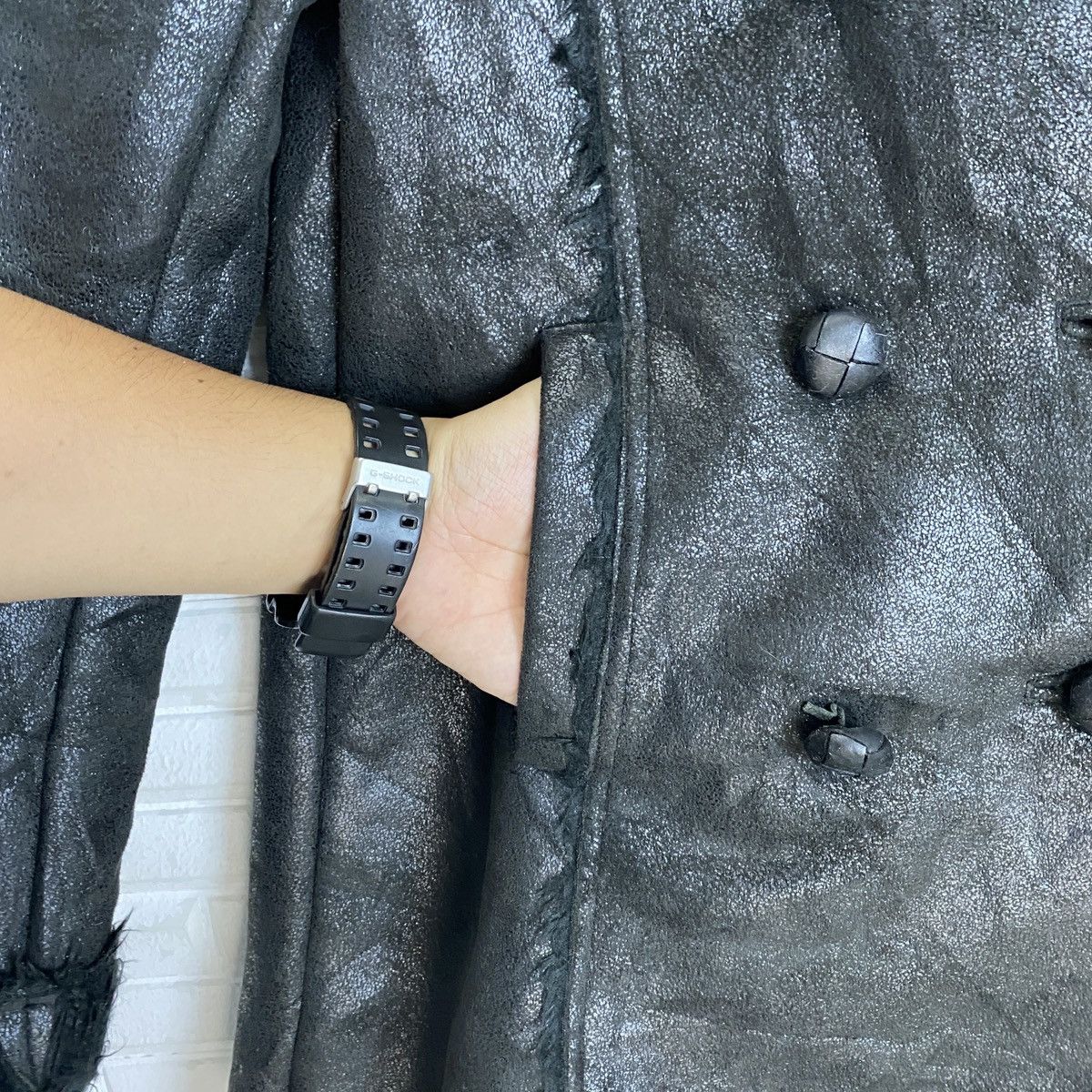 MOUSSY Moussy Fux Fur Double Breasted Leather Jacket Size ONE SIZE - 8 Thumbnail