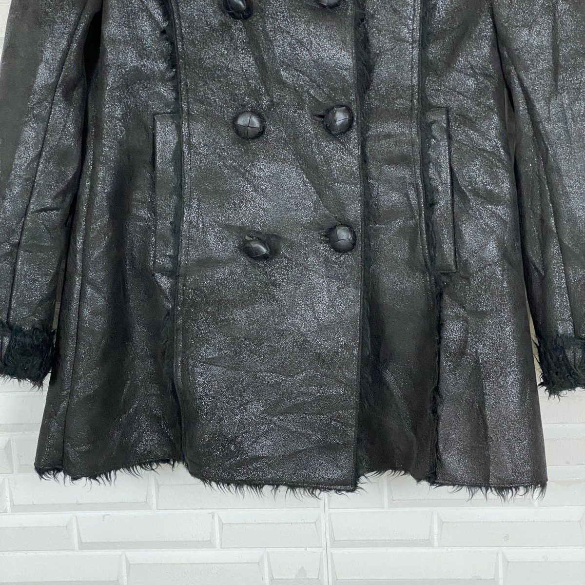 MOUSSY Moussy Fux Fur Double Breasted Leather Jacket Size ONE SIZE - 6 Thumbnail