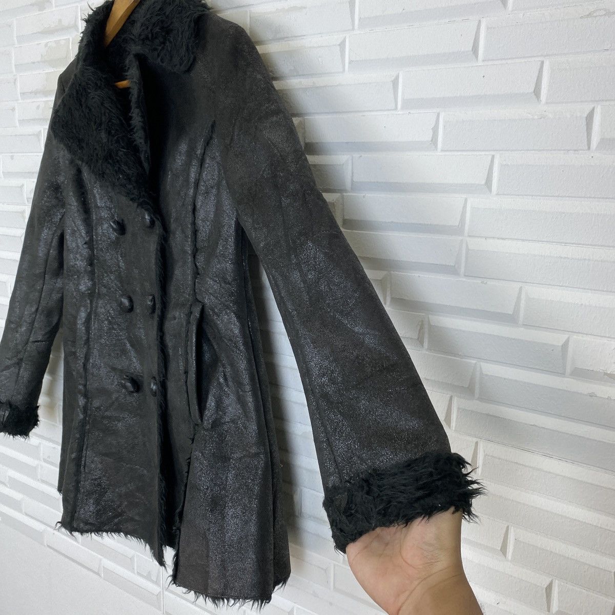 MOUSSY Moussy Fux Fur Double Breasted Leather Jacket Size ONE SIZE - 10 Thumbnail