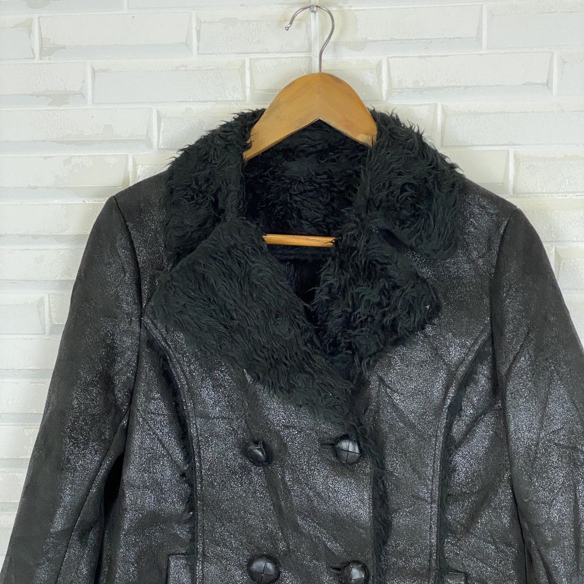 MOUSSY Moussy Fux Fur Double Breasted Leather Jacket Size ONE SIZE - 4 Thumbnail