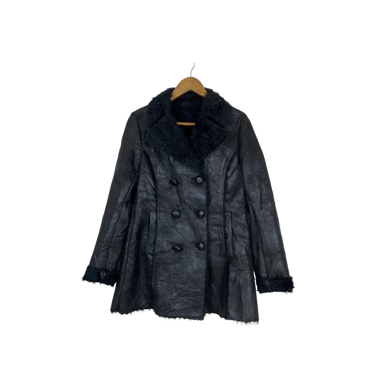 MOUSSY Moussy Fux Fur Double Breasted Leather Jacket Size ONE SIZE - 1 Thumbnail
