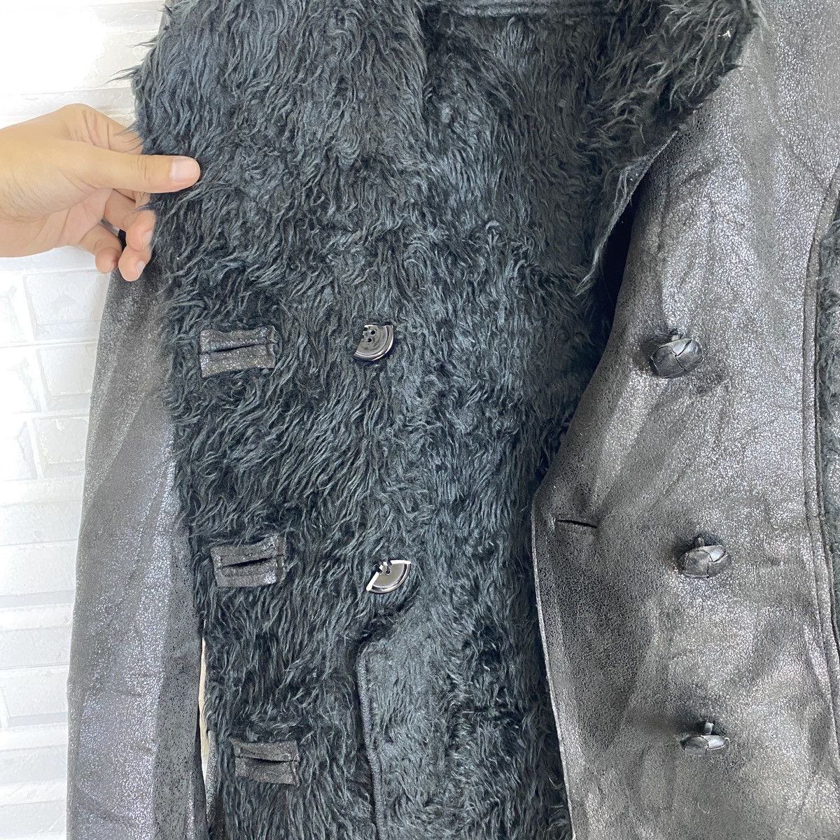 MOUSSY Moussy Fux Fur Double Breasted Leather Jacket Size ONE SIZE - 12 Thumbnail