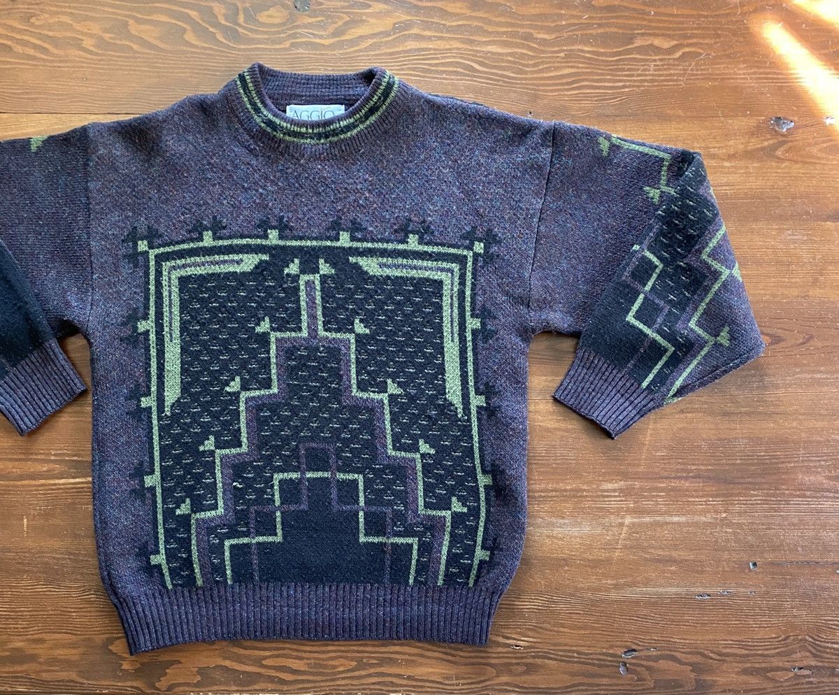 Vintage Vintage 80’s Aggio Abstract Wool Blend Knit Sweater Size US M / EU 48-50 / 2 - 1 Thumbnail