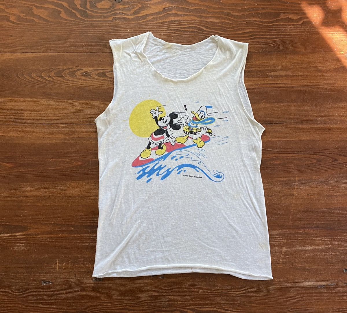 Disney Vintage 60s 70s Mickey Mouse & Donald Duck Surfing Tank Top Size US XS / EU 42 / 0 - 1 Thumbnail