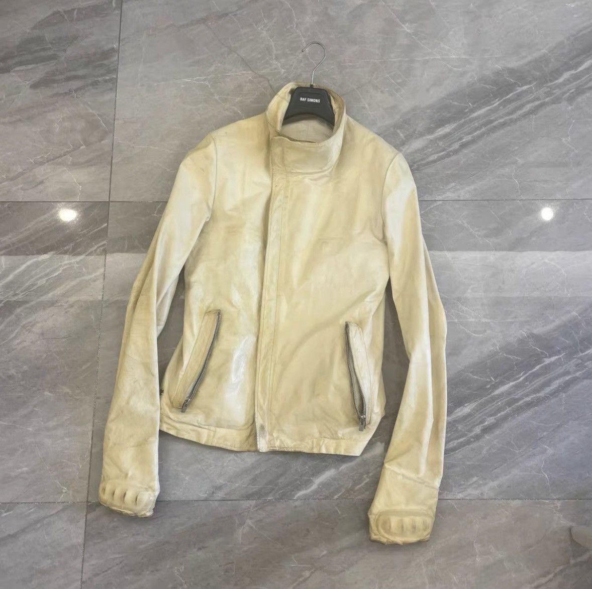 image of Carol Christian Poell Gsp Leather Jacket in White, Men's (Size Medium)