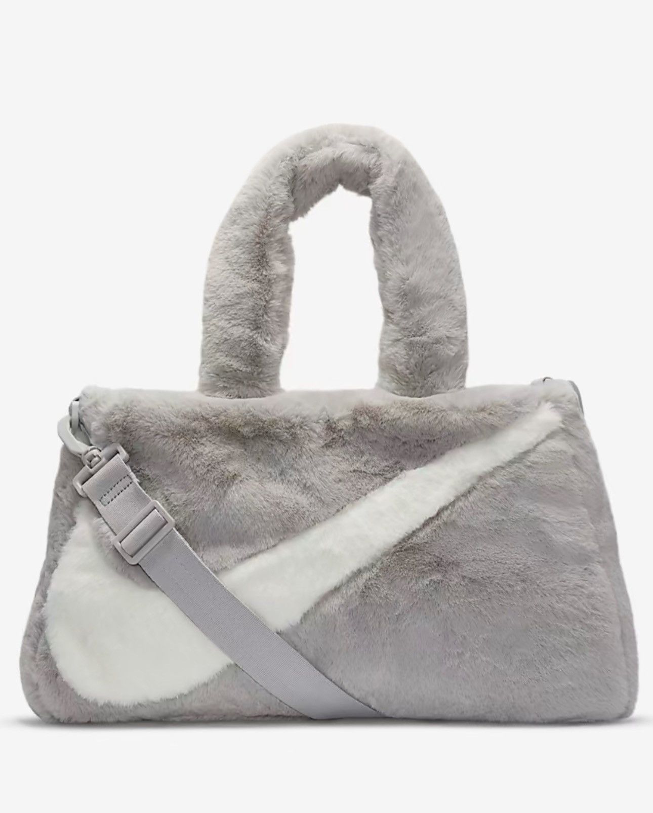 Nike Sportwear Faux Fur Tote Bag (10L) in Grey/White, Women's