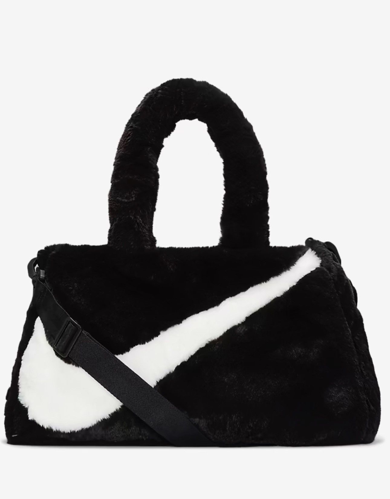 image of Nike Sportwear Faux Fur Tote Bag (10L) in Black/White, Women's