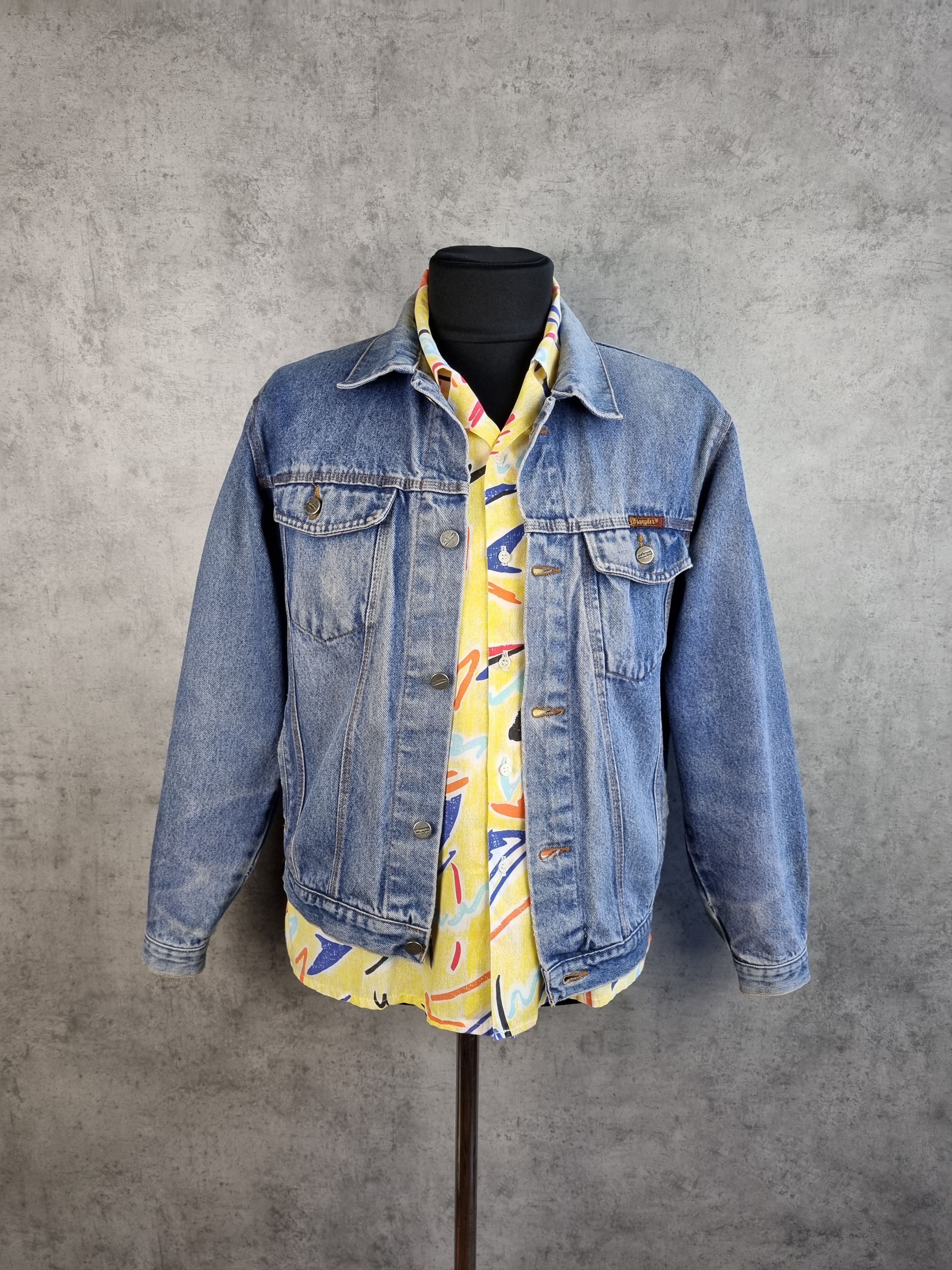 Vintage × Wrangler Rare 80s Faded WRAGLER Trucker Denim Jacket Size US L / EU 52-54 / 3 - 6 Thumbnail