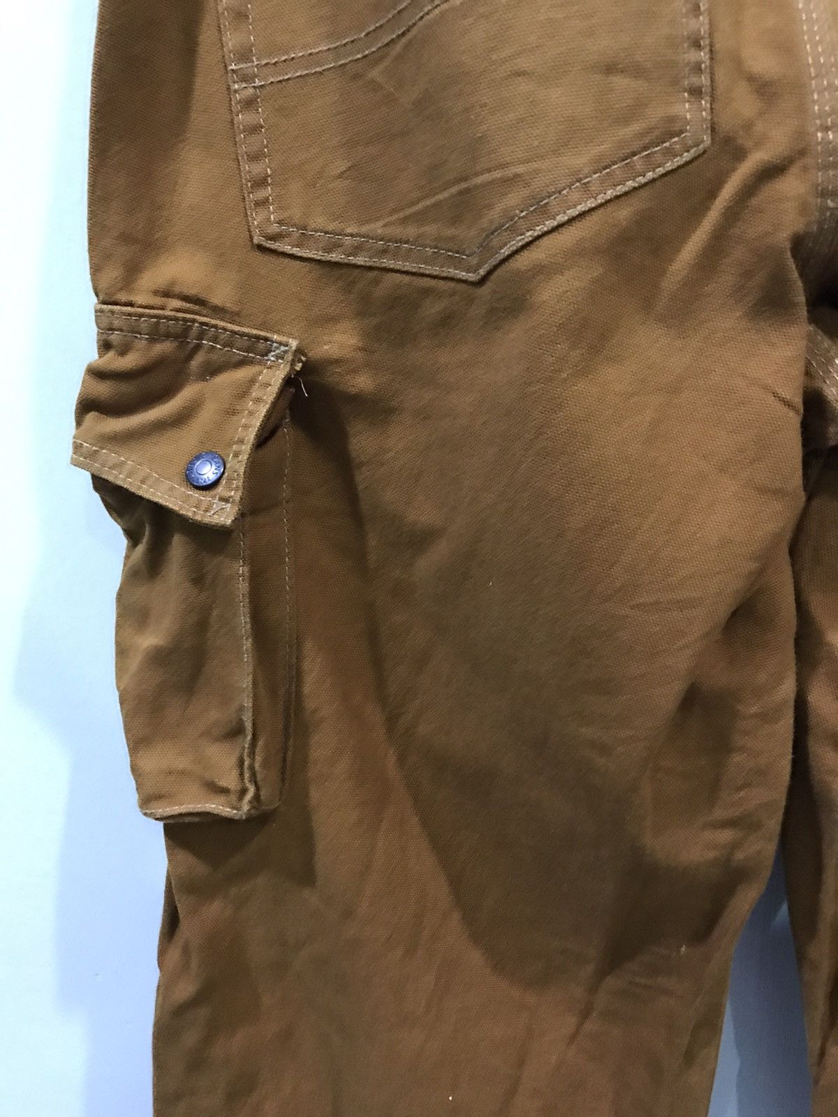 Japanese Brand EVENRIVER Japan WorkWear 40s Design Duck Canvas Cargo Pant Size US 28 / EU 44 - 12 Thumbnail