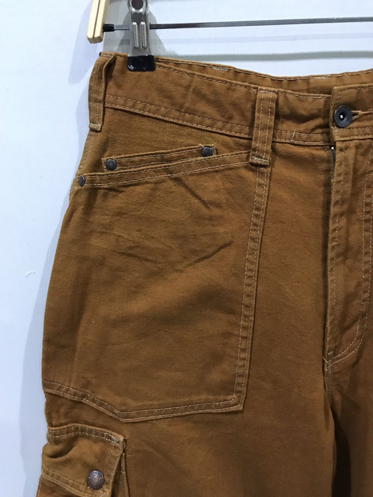 Japanese Brand EVENRIVER Japan WorkWear 40s Design Duck Canvas Cargo Pant Size US 28 / EU 44 - 3 Thumbnail