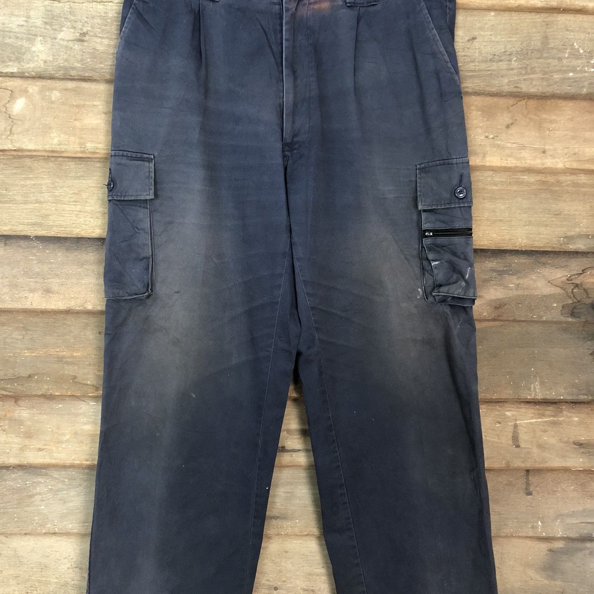 Japanese Brand DLL Japan Dark Blue faded Multipocket Cargo Pants #c945 Size US 32 / EU 48 - 4 Thumbnail