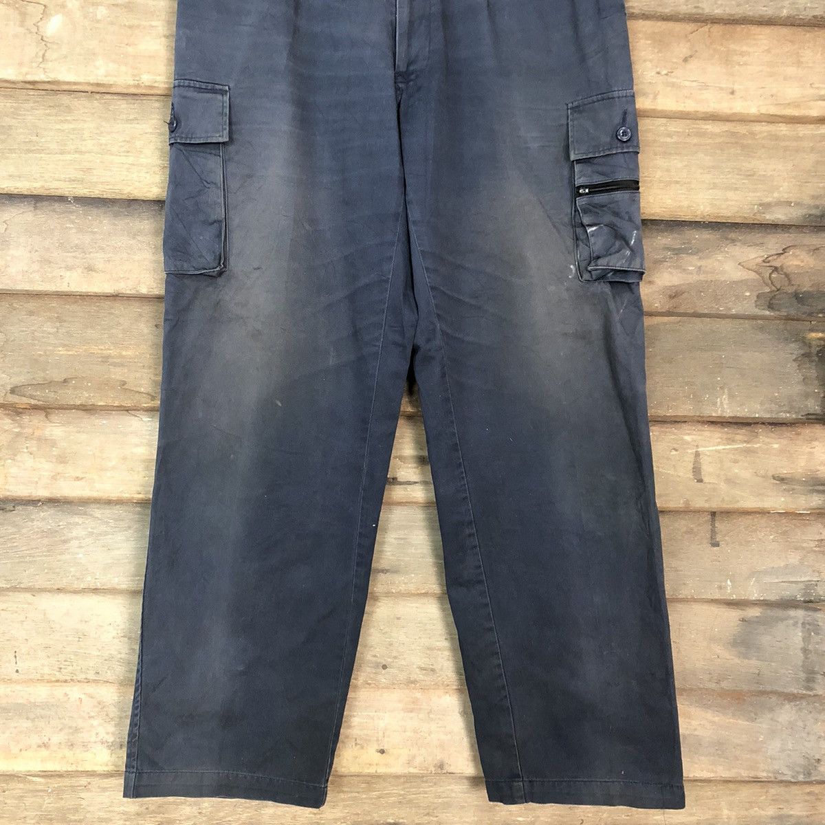 Japanese Brand DLL Japan Dark Blue faded Multipocket Cargo Pants #c945 Size US 32 / EU 48 - 3 Thumbnail