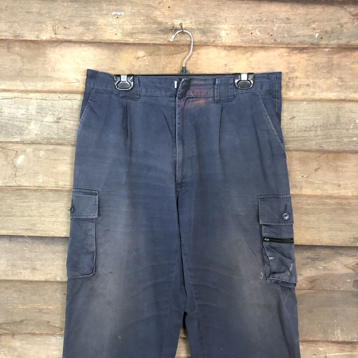Japanese Brand DLL Japan Dark Blue faded Multipocket Cargo Pants #c945 Size US 32 / EU 48 - 2 Thumbnail