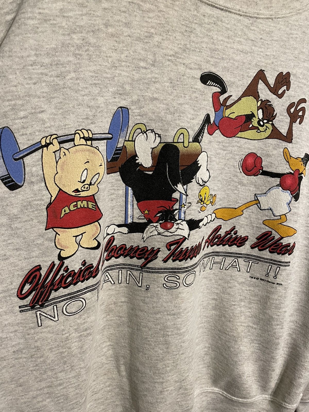 Nutmeg × Vintage × Warner Bros Vintage 1993 Looney Tunes Active Wear Gym Crewneck L Size US L / EU 52-54 / 3 - 3 Thumbnail