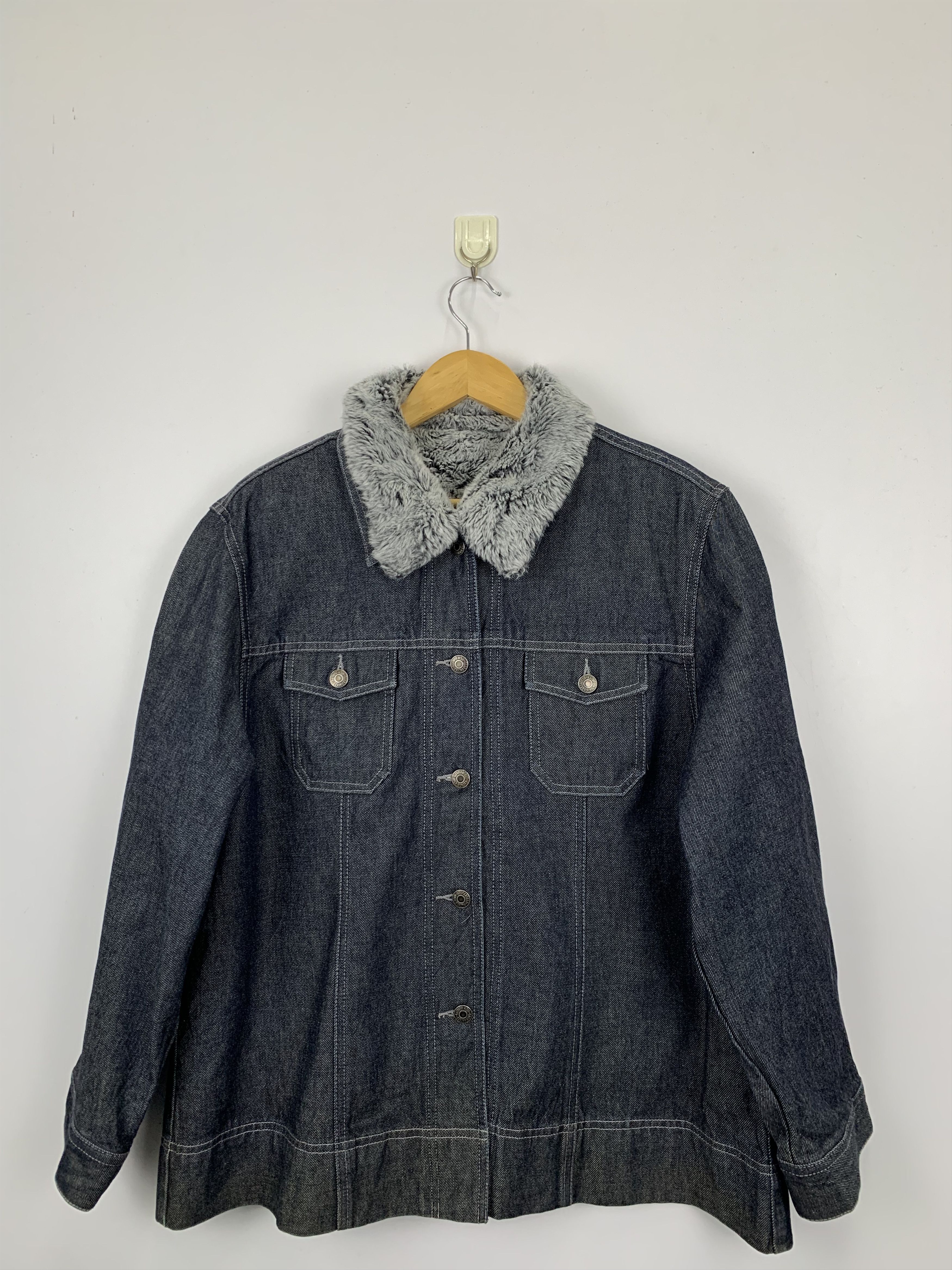 image of Vintage Denim Sherpa Jacket in Denim Blue, Men's (Size 2XL)