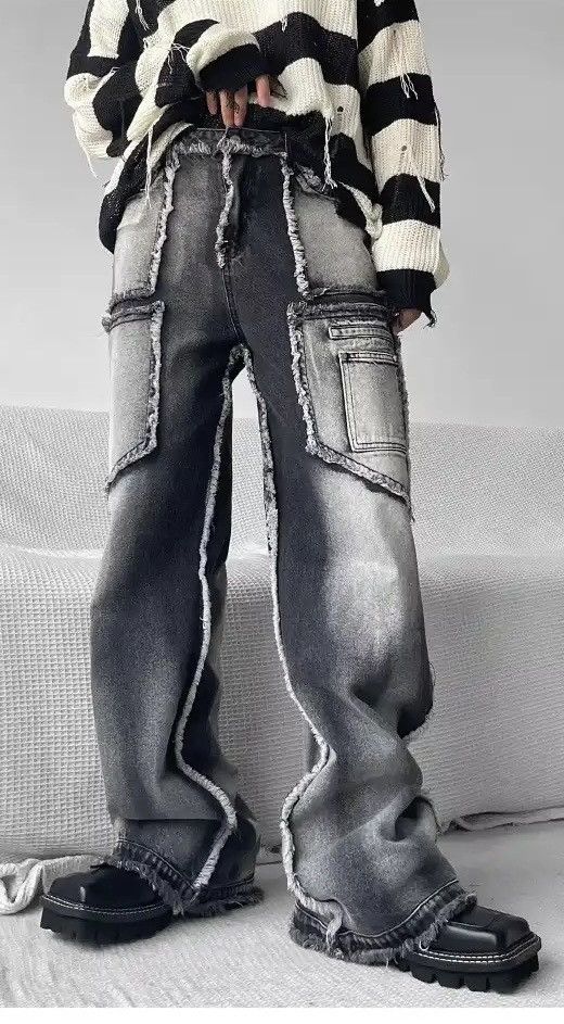 Black Grey Gothic Baggy Jeans Men Women
