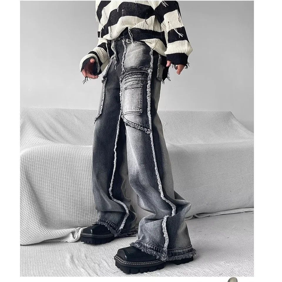 Black Grey Gothic Baggy Jeans Men Women
