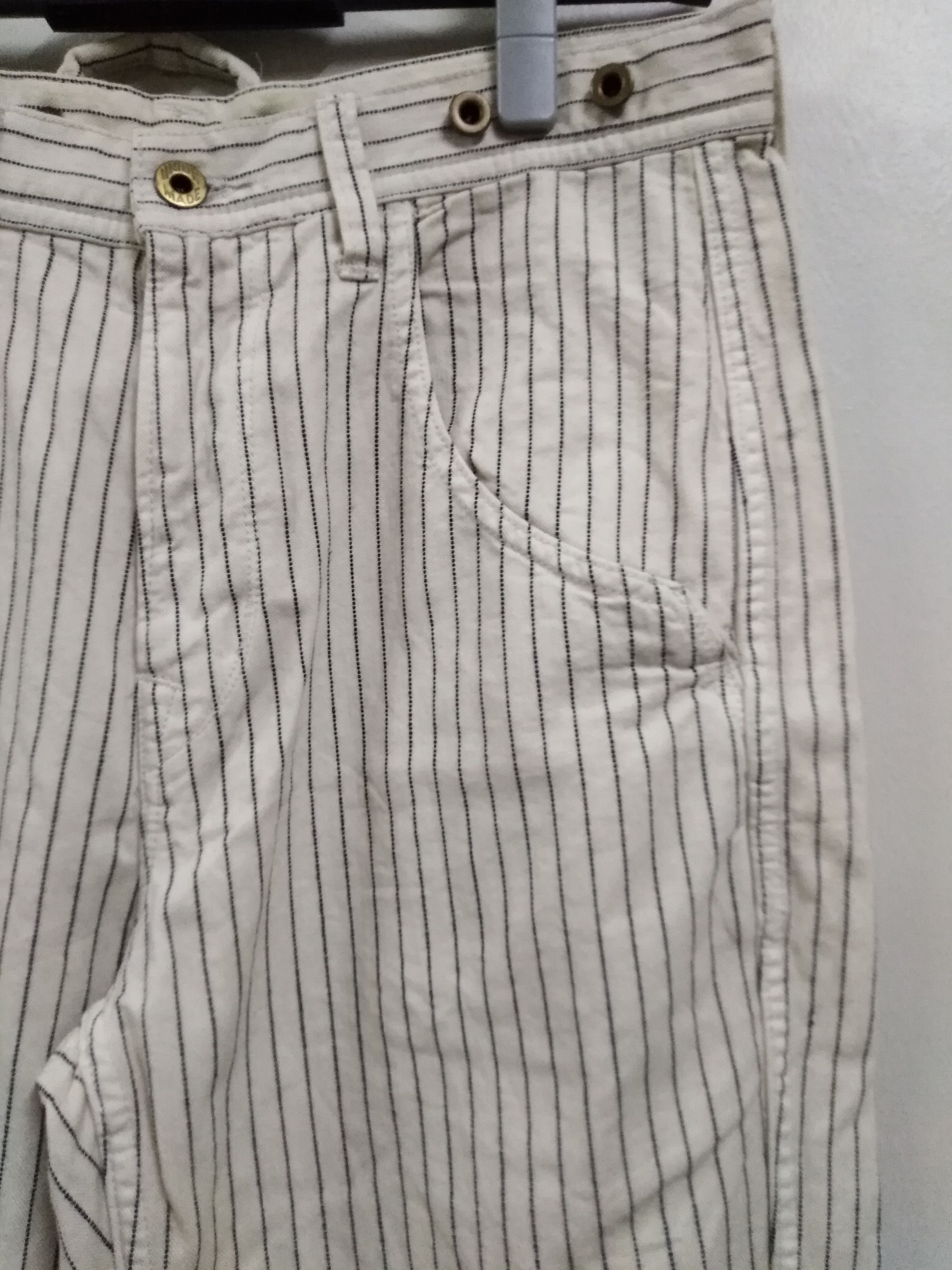 Sugar Cane Wabash Hickory Stripe Denim Suspender Button Cropped Size US 31 - 3 Thumbnail