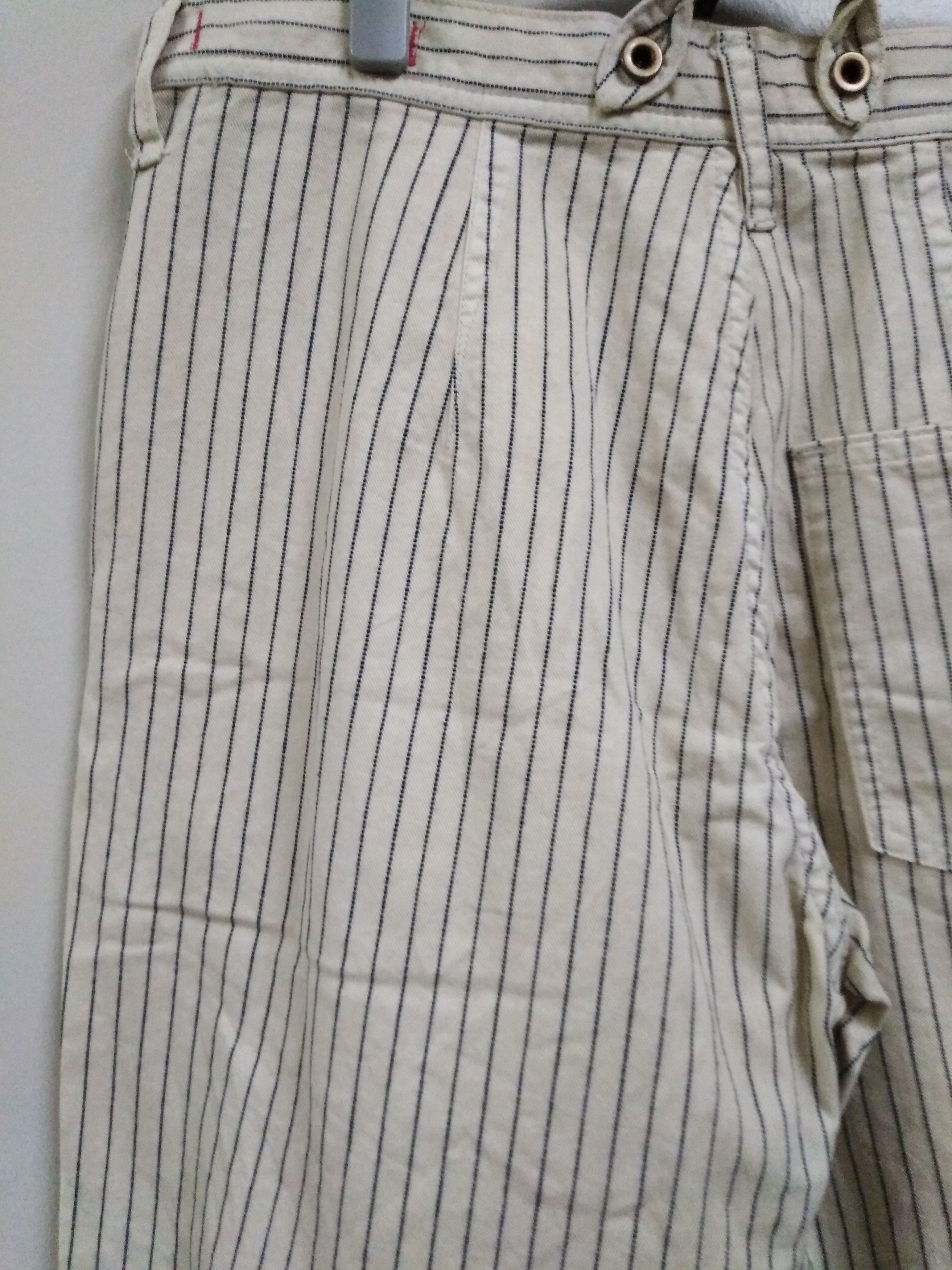 Sugar Cane Wabash Hickory Stripe Denim Suspender Button Cropped Size US 31 - 11 Thumbnail