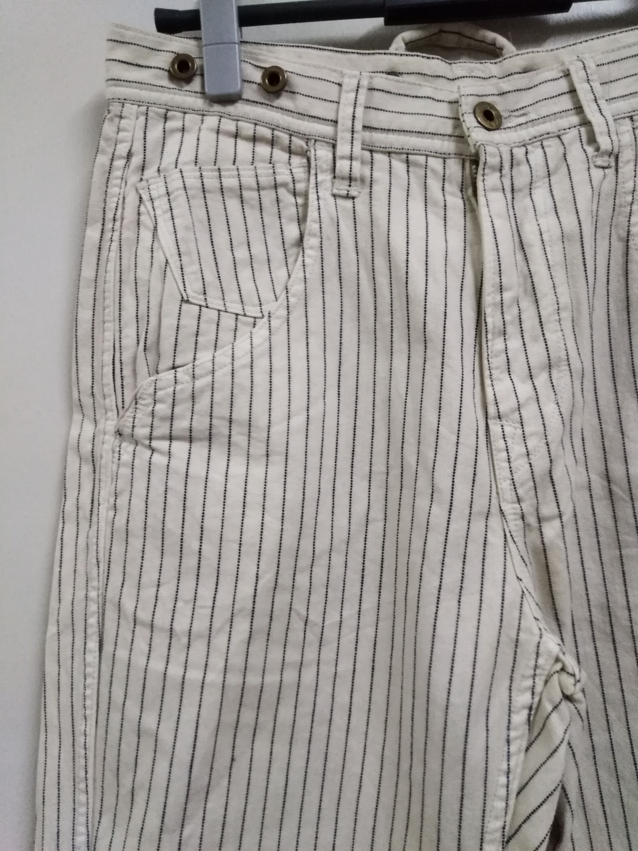 Sugar Cane Wabash Hickory Stripe Denim Suspender Button Cropped Size US 31 - 4 Thumbnail