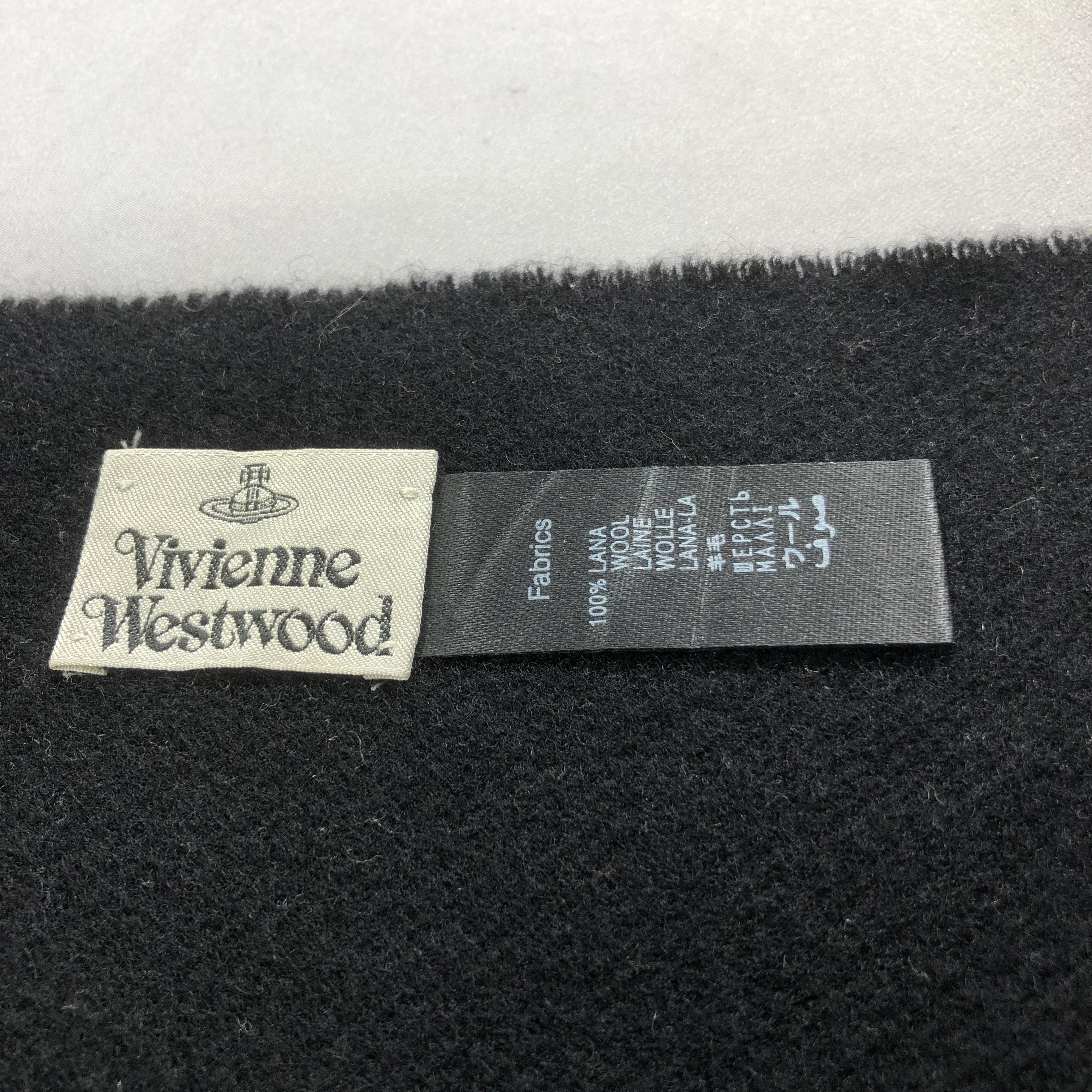 Vivienne Westwood Vivienne Westwood Plain Black Wool Scarf Muffler V1698 Size ONE SIZE - 5 Thumbnail