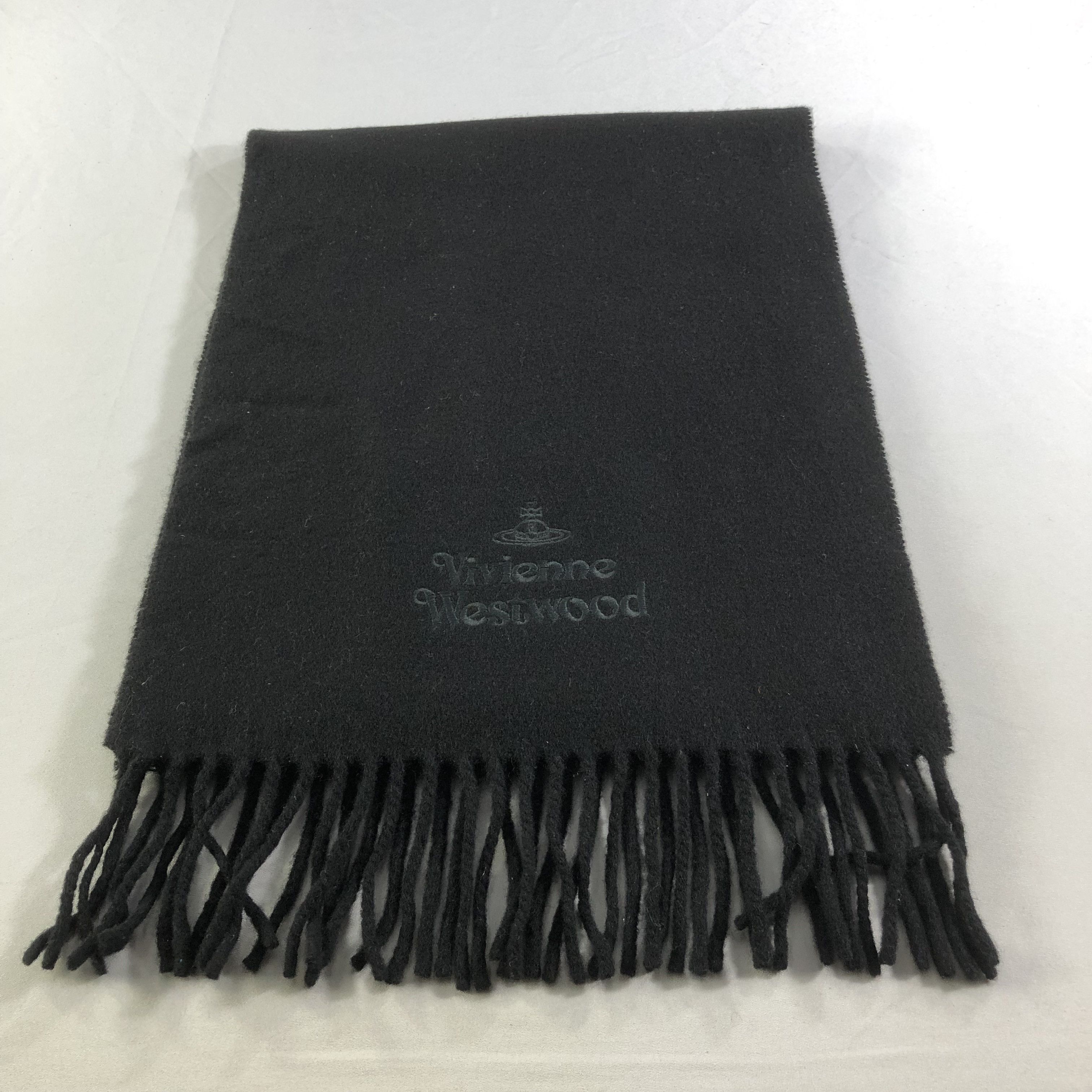 Vivienne Westwood Vivienne Westwood Plain Black Wool Scarf Muffler V1698 Size ONE SIZE - 3 Thumbnail