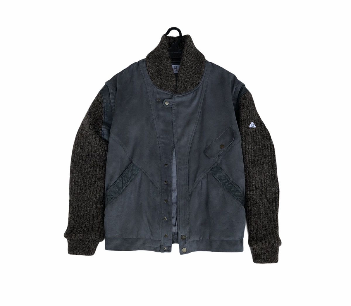 Vintage 90s Dunhill Sport Bombers Jacket Knitted Arms Leather Parts Size US M / EU 48-50 / 2 - 6 Thumbnail