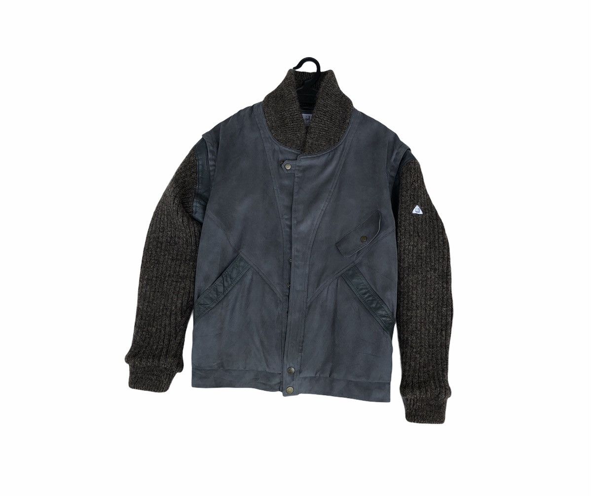 Vintage 90s Dunhill Sport Bombers Jacket Knitted Arms Leather Parts Size US M / EU 48-50 / 2 - 8 Thumbnail