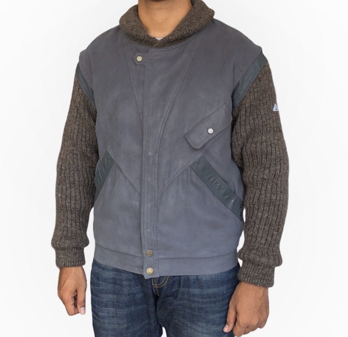 Vintage 90s Dunhill Sport Bombers Jacket Knitted Arms Leather Parts Size US M / EU 48-50 / 2 - 1 Thumbnail