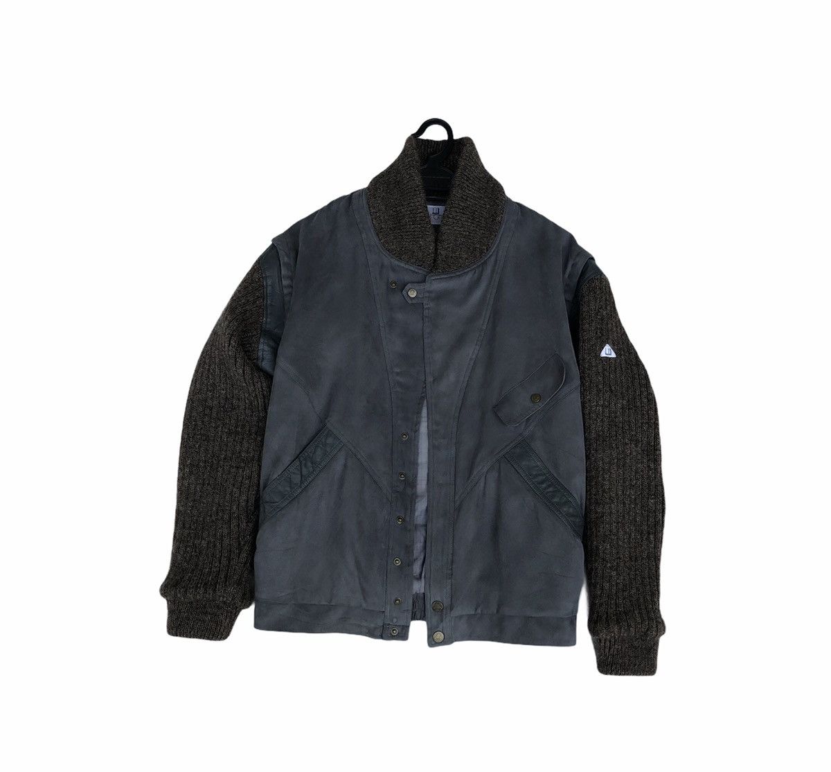 Vintage 90s Dunhill Sport Bombers Jacket Knitted Arms Leather Parts Size US M / EU 48-50 / 2 - 7 Thumbnail