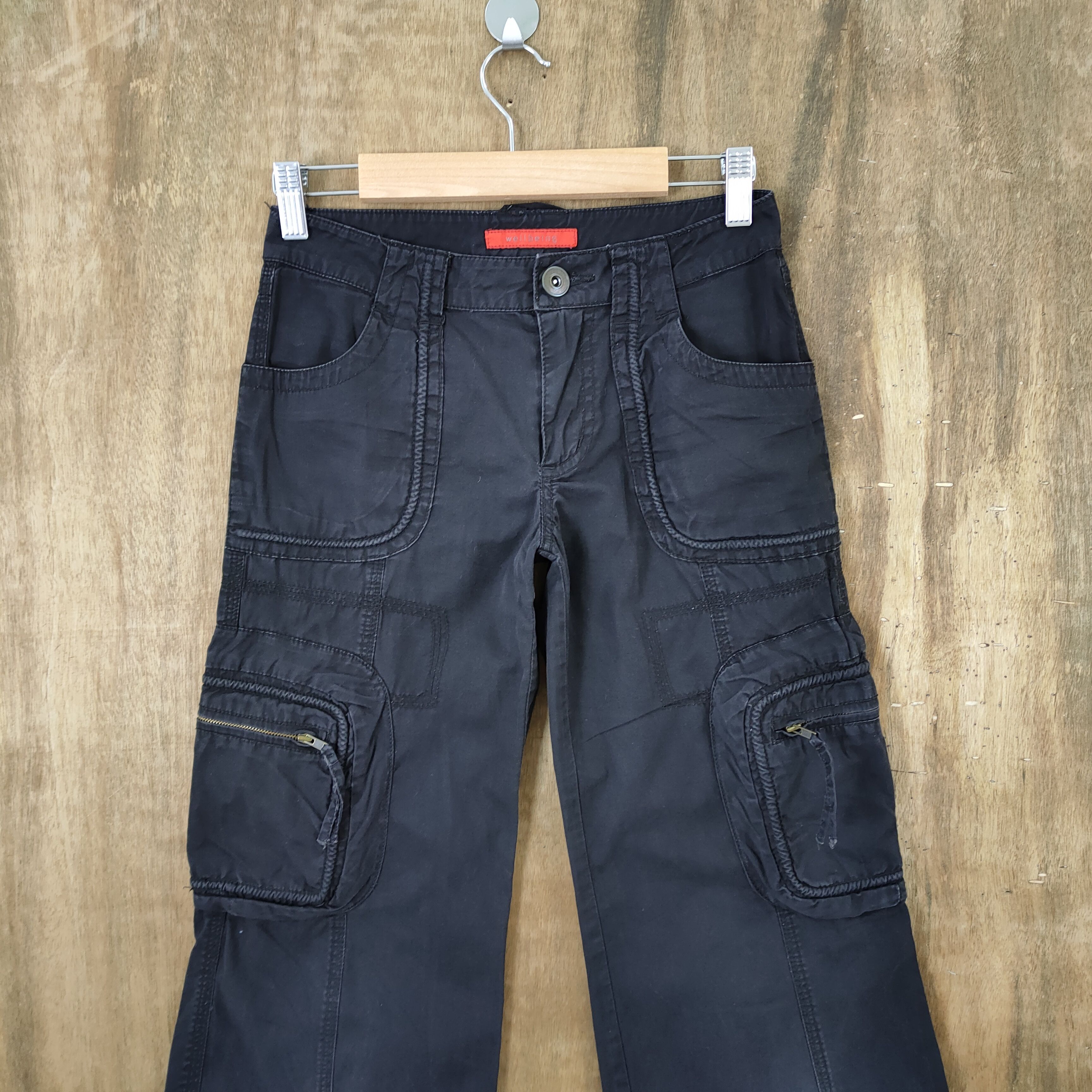 Japanese Brand WELLBEING BLACK FLARE CARGO PANTS LIKE TRAVIS SCOTT PANTS Size US 26 / EU 42 - 6 Thumbnail