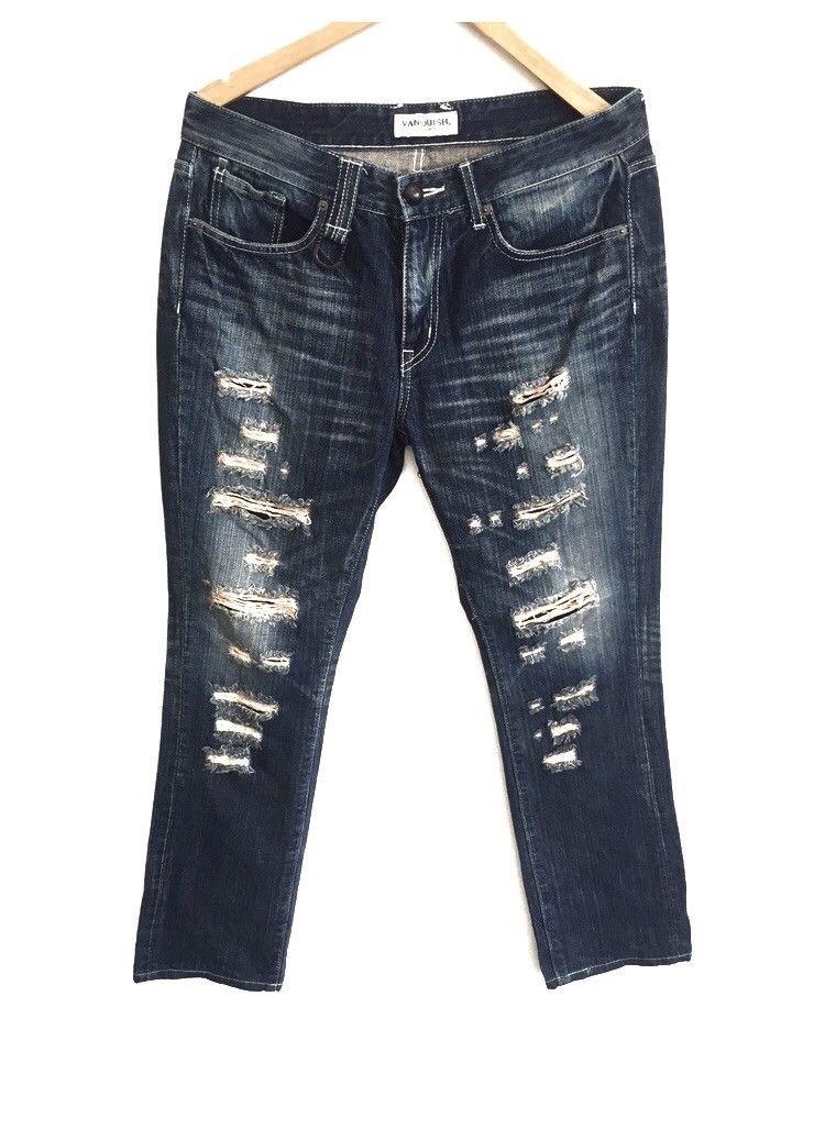 Vanquish 90s Vanquish Gold 🇯🇵 Distressed Slim Fit Denim Size US 34 / EU 50 - 1 Thumbnail
