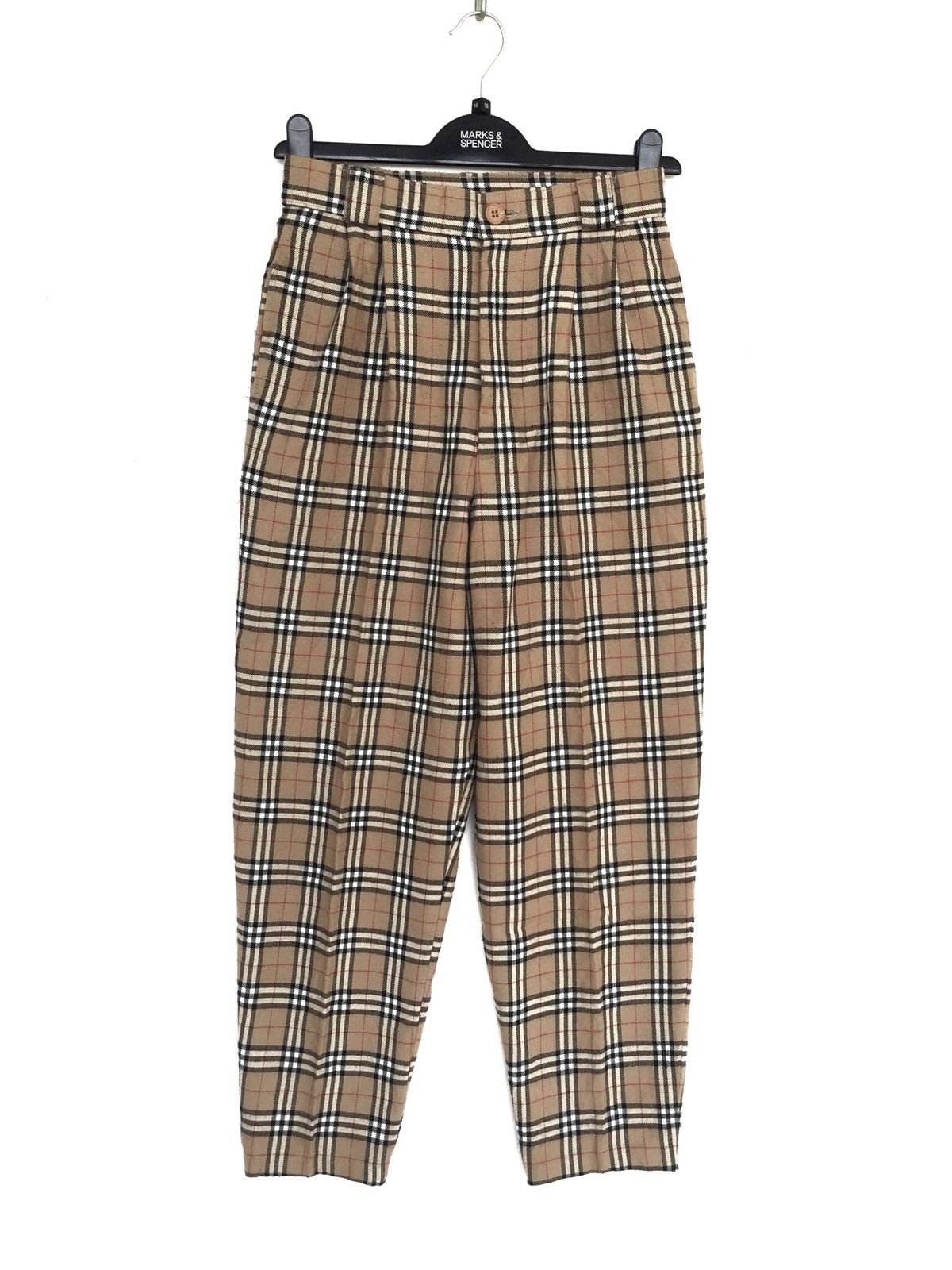 Handmade 🇯🇵 Made Nova Check Burberry Like Gabardine 🎈Pants Size US 26 / EU 42 - 1 Thumbnail
