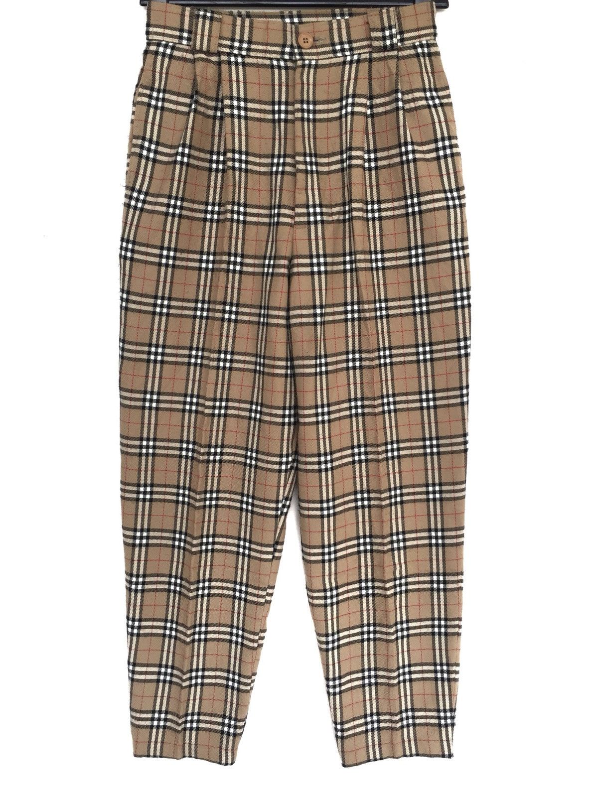 Handmade 🇯🇵 Made Nova Check Burberry Like Gabardine 🎈Pants Size US 26 / EU 42 - 3 Thumbnail