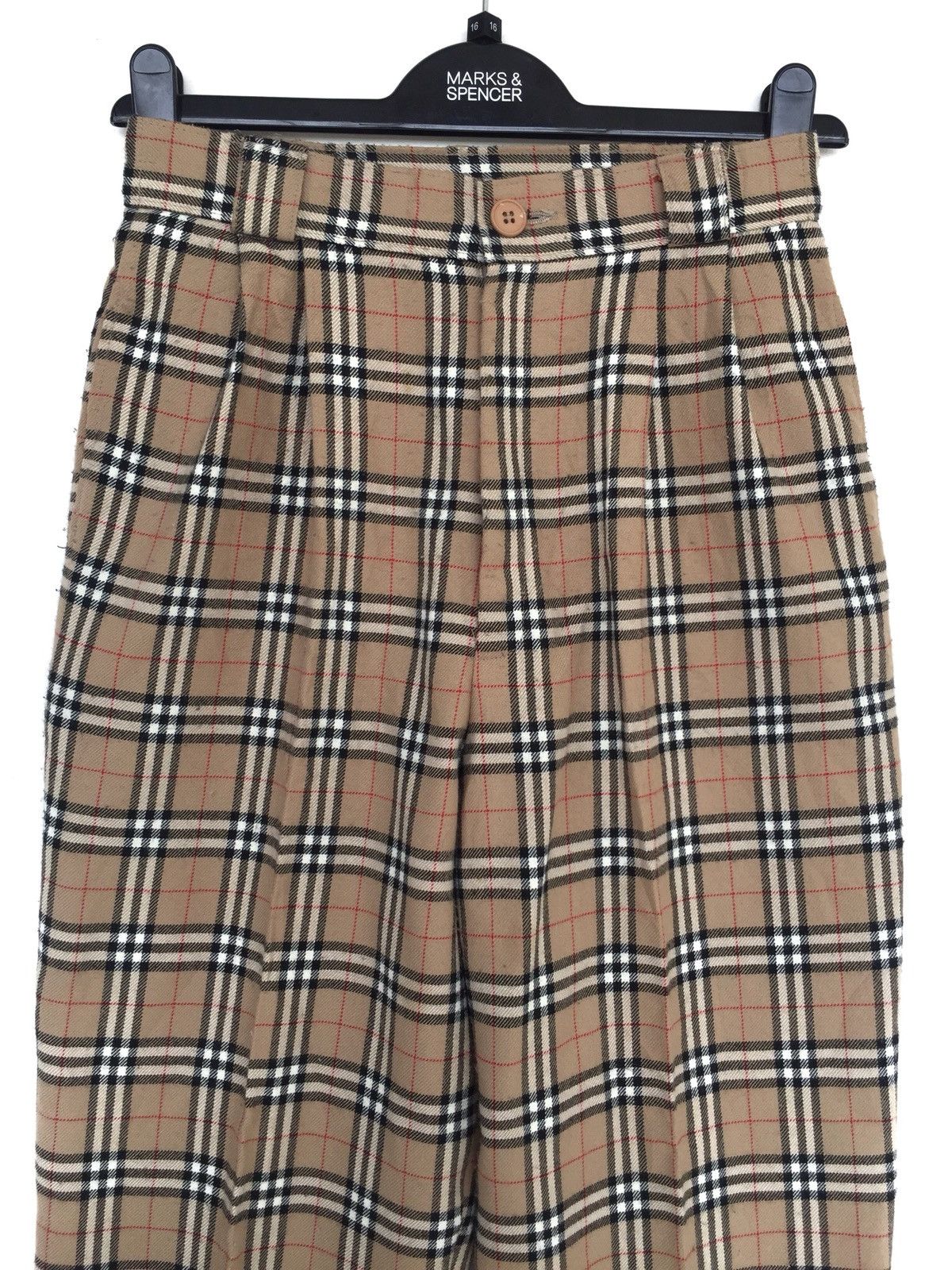 Handmade 🇯🇵 Made Nova Check Burberry Like Gabardine 🎈Pants Size US 26 / EU 42 - 4 Thumbnail