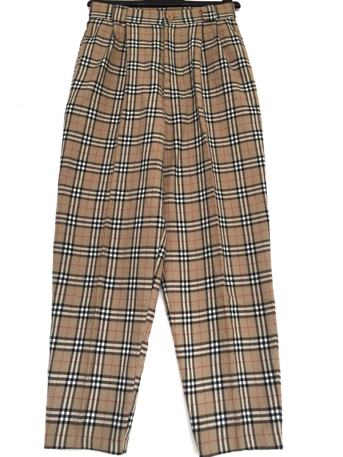 Handmade 🇯🇵 Made Nova Check Burberry Like Gabardine 🎈Pants Size US 26 / EU 42 - 2 Thumbnail