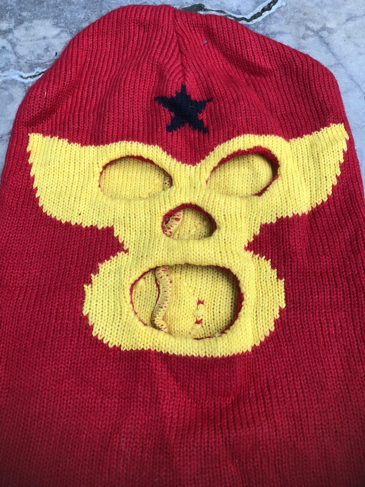 image of Hype x Unbrnd Ubrand Wrestler Balaclava Masked Beanie in Red, Men's