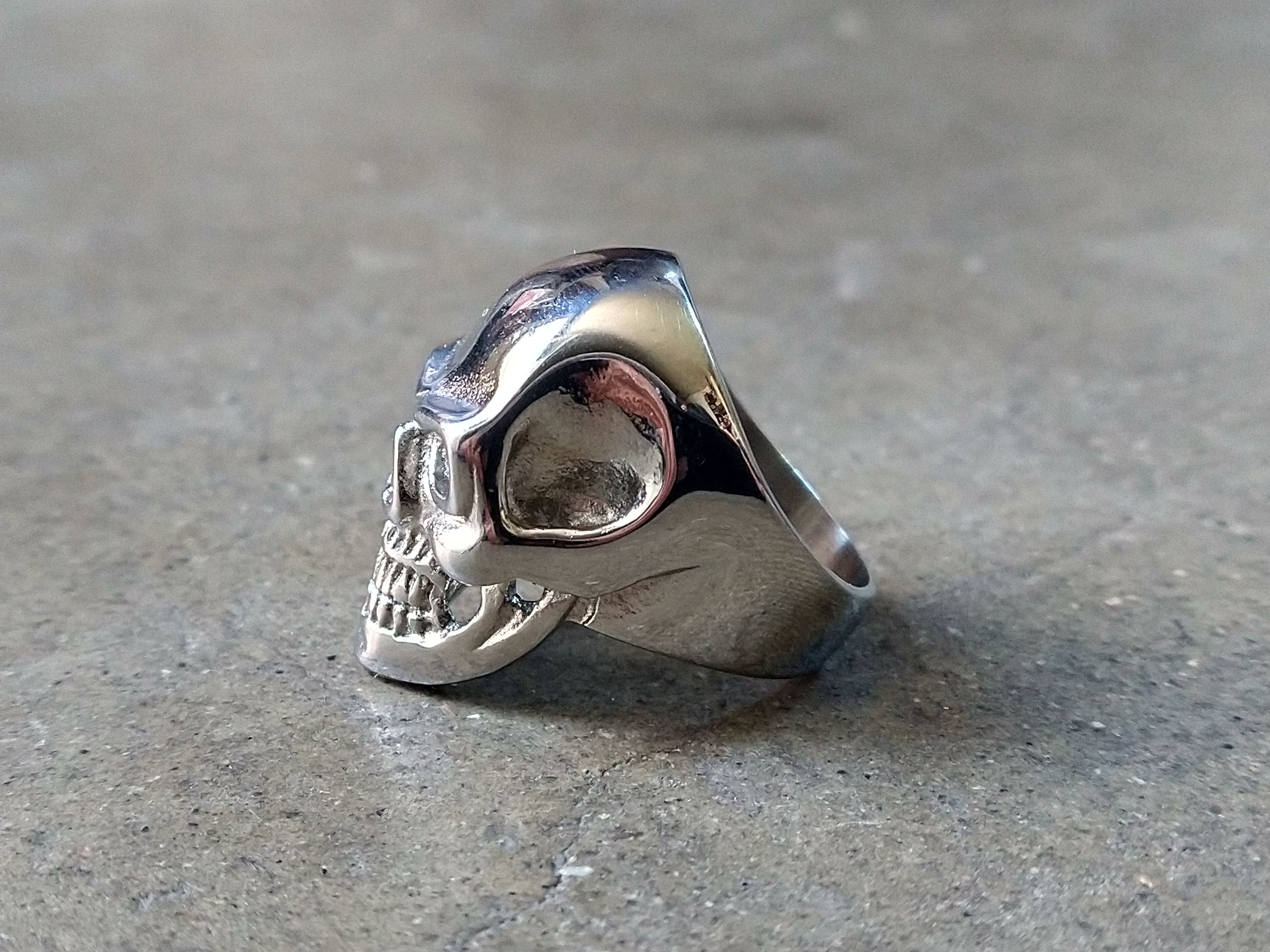 Jewelry Skull Ring 316L Stainless Steel Size 10 Biker Punk 19.6g Size ONE SIZE - 4 Thumbnail